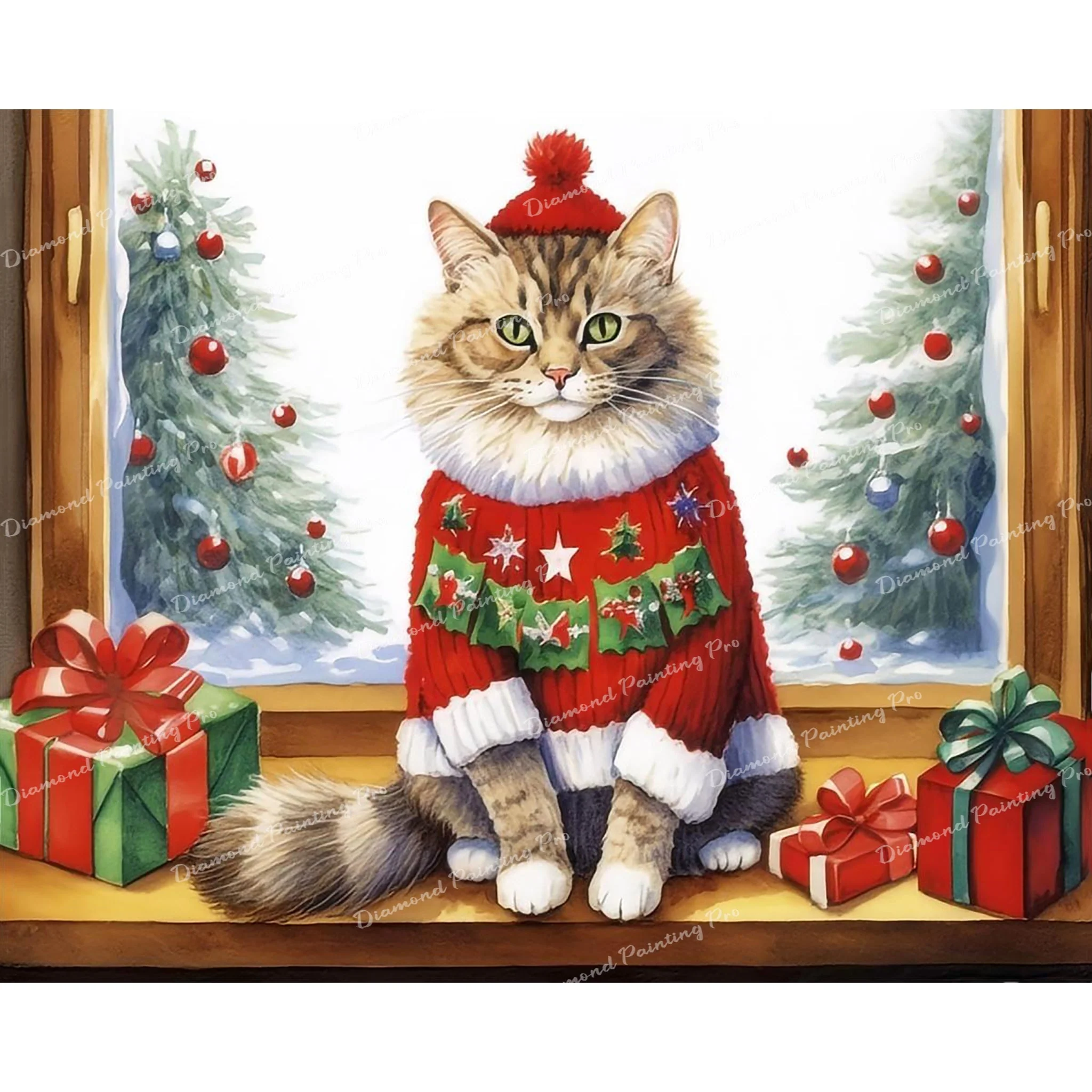 Purrfectly Festive Cozy Kitty | Diamond Painting - Image 2