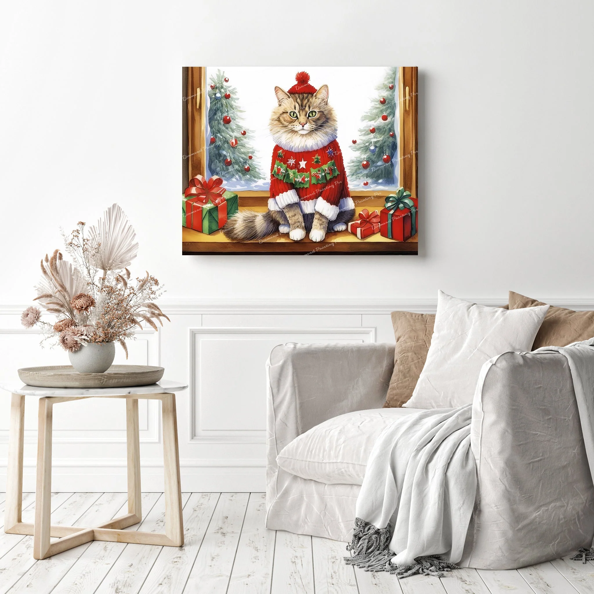 Purrfectly Festive Cozy Kitty | Diamond Painting - Image 3