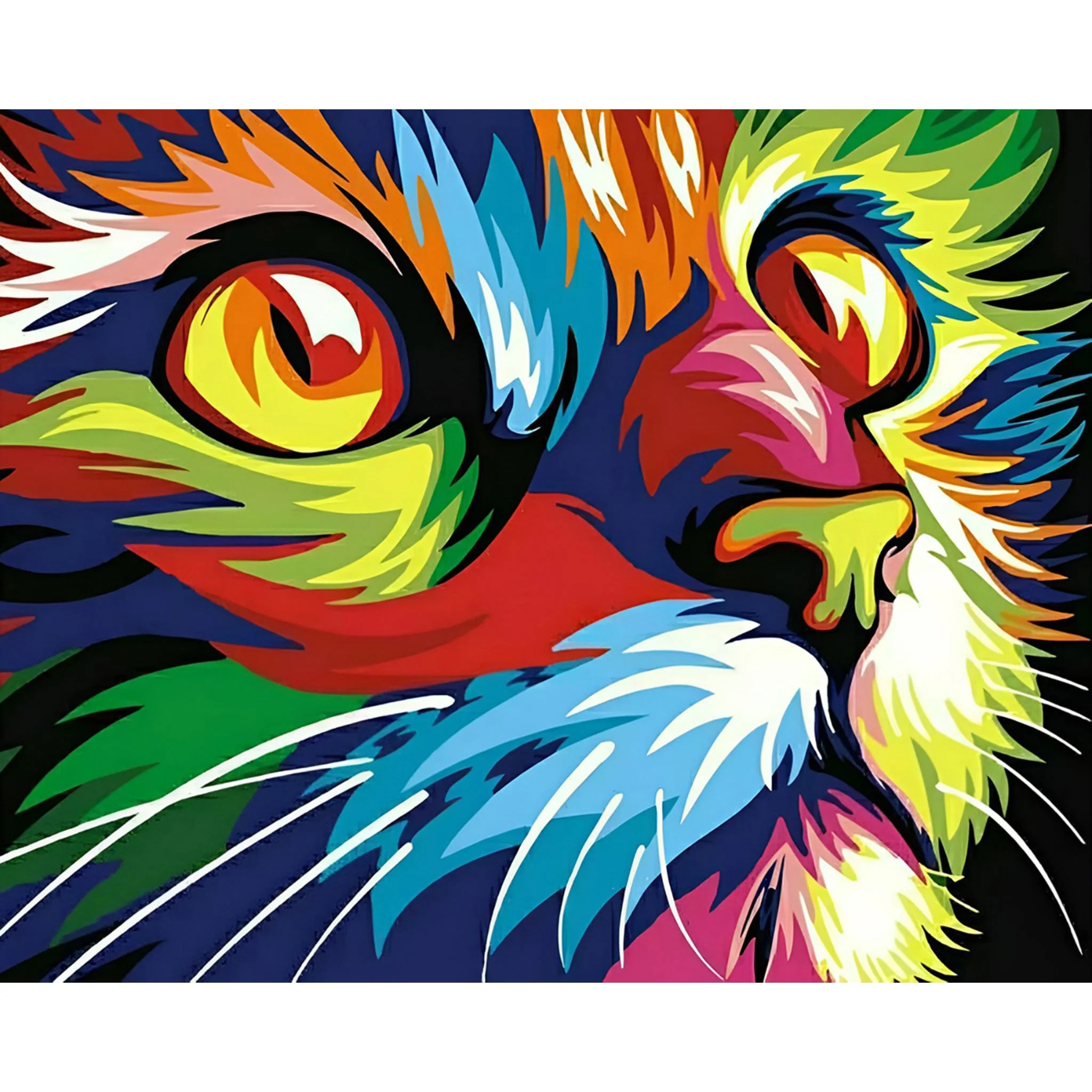 Rainbow Cat Close Up | Diamond Painting - Image 2