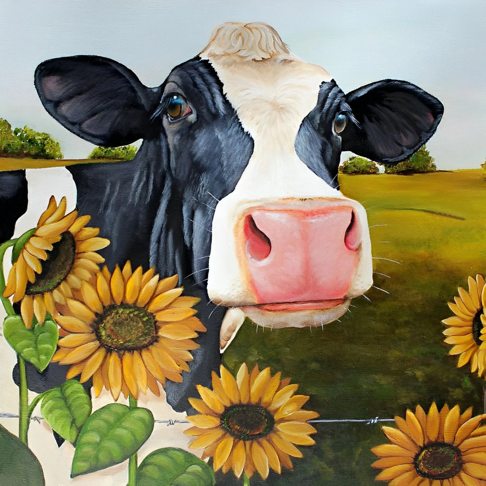 Cow Sunflower | Diamond Painting - Image 2