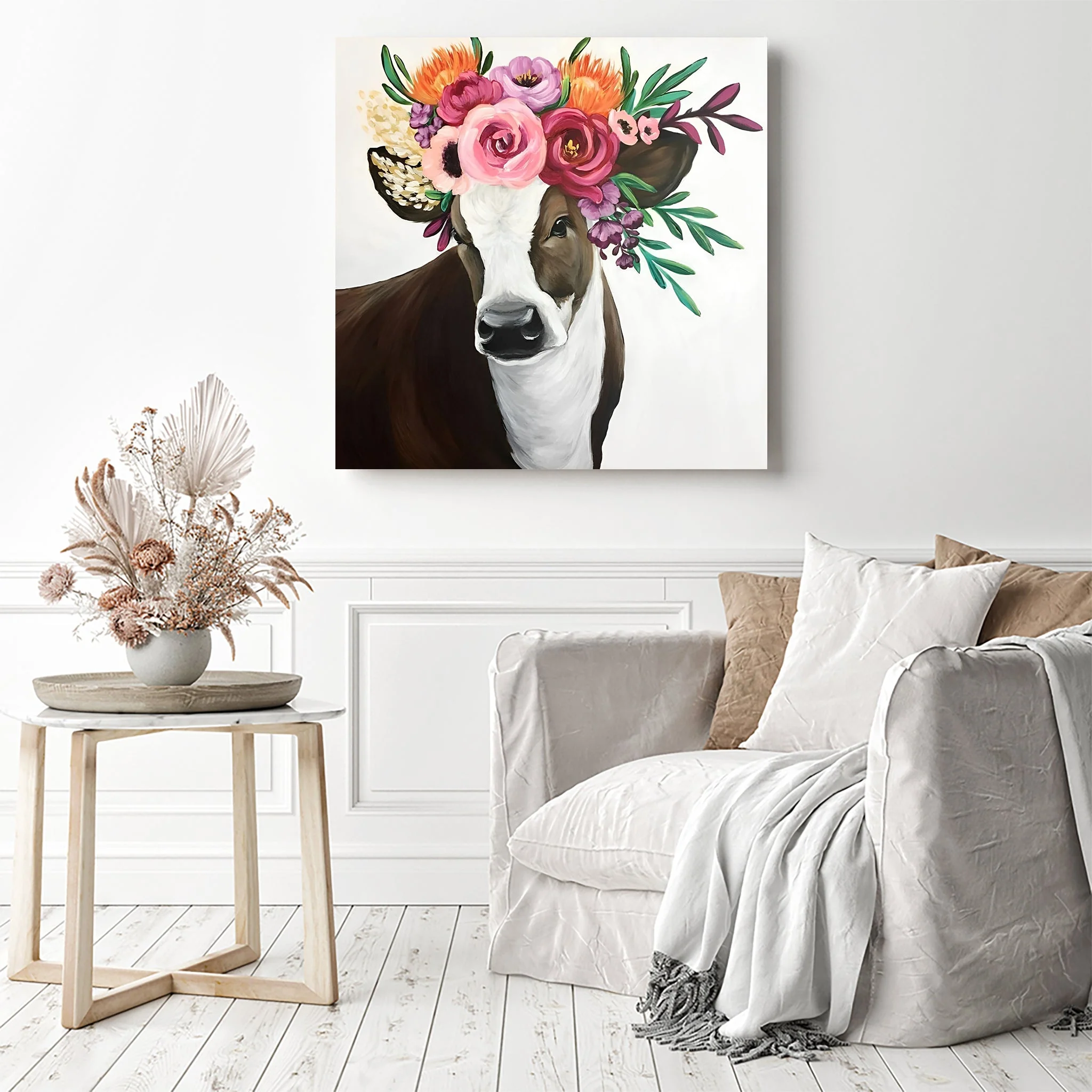 Cow with Flower | Diamond Painting - Image 3