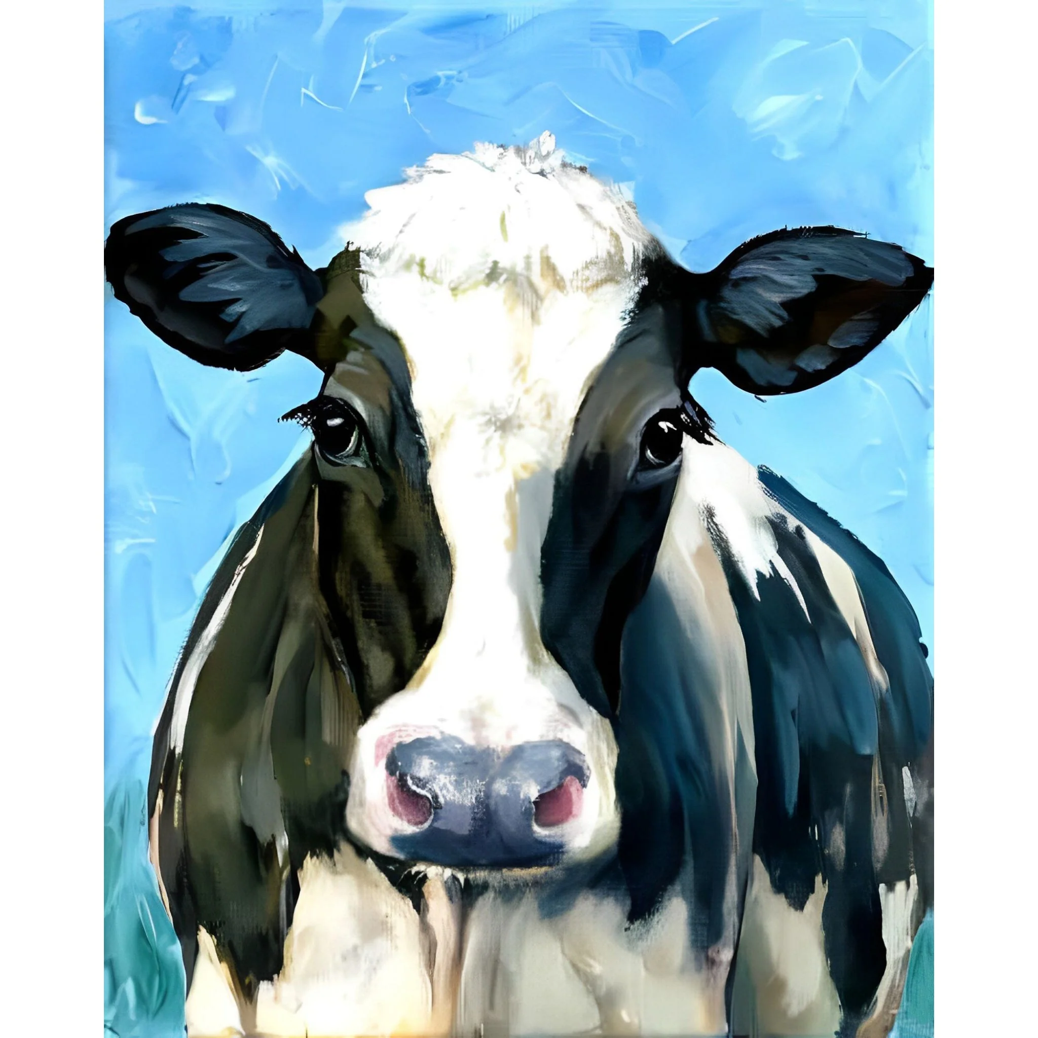 Watercolor Black and White Cow | Diamond Painting - Image 2