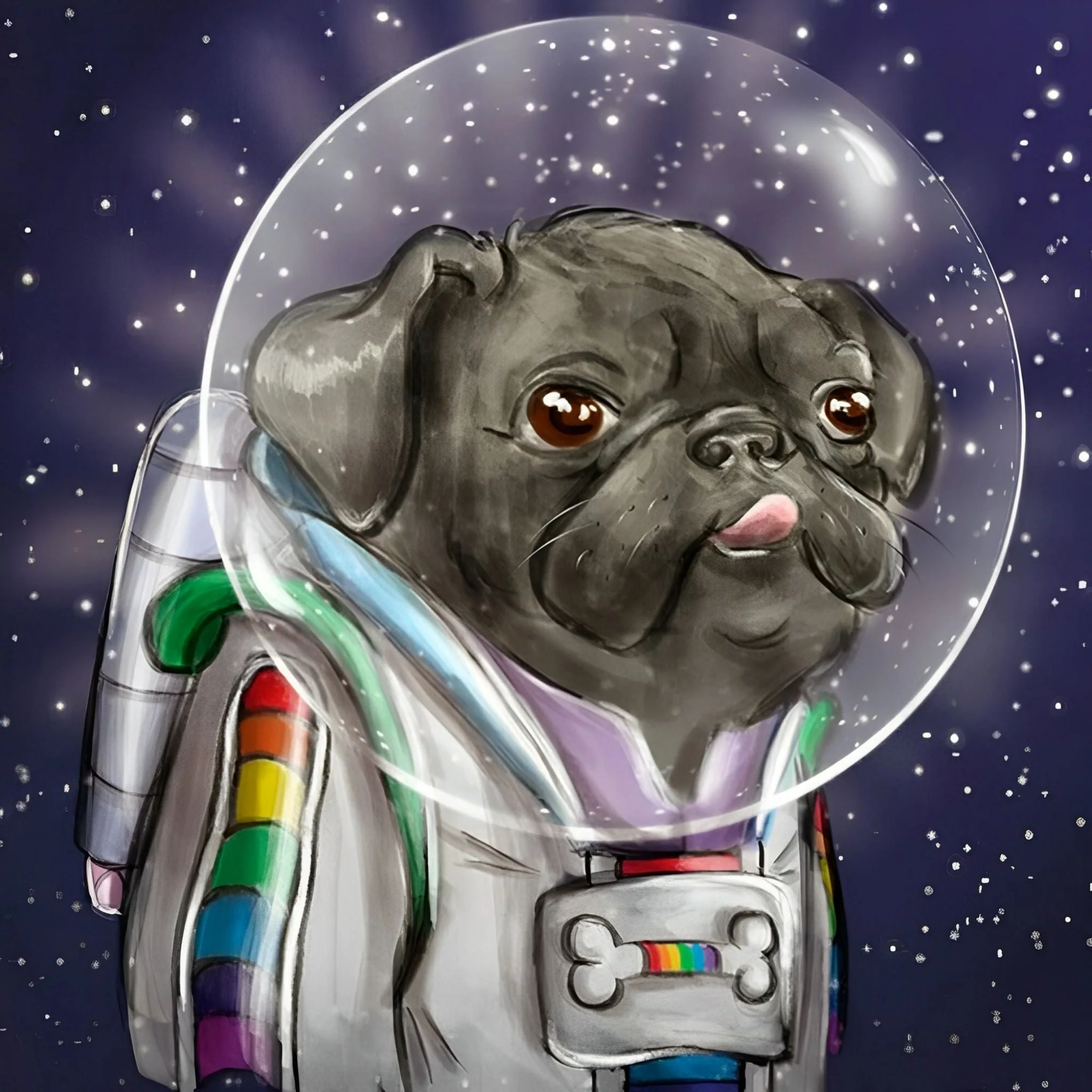 Astronaut Pug | Diamond Painting - Image 2