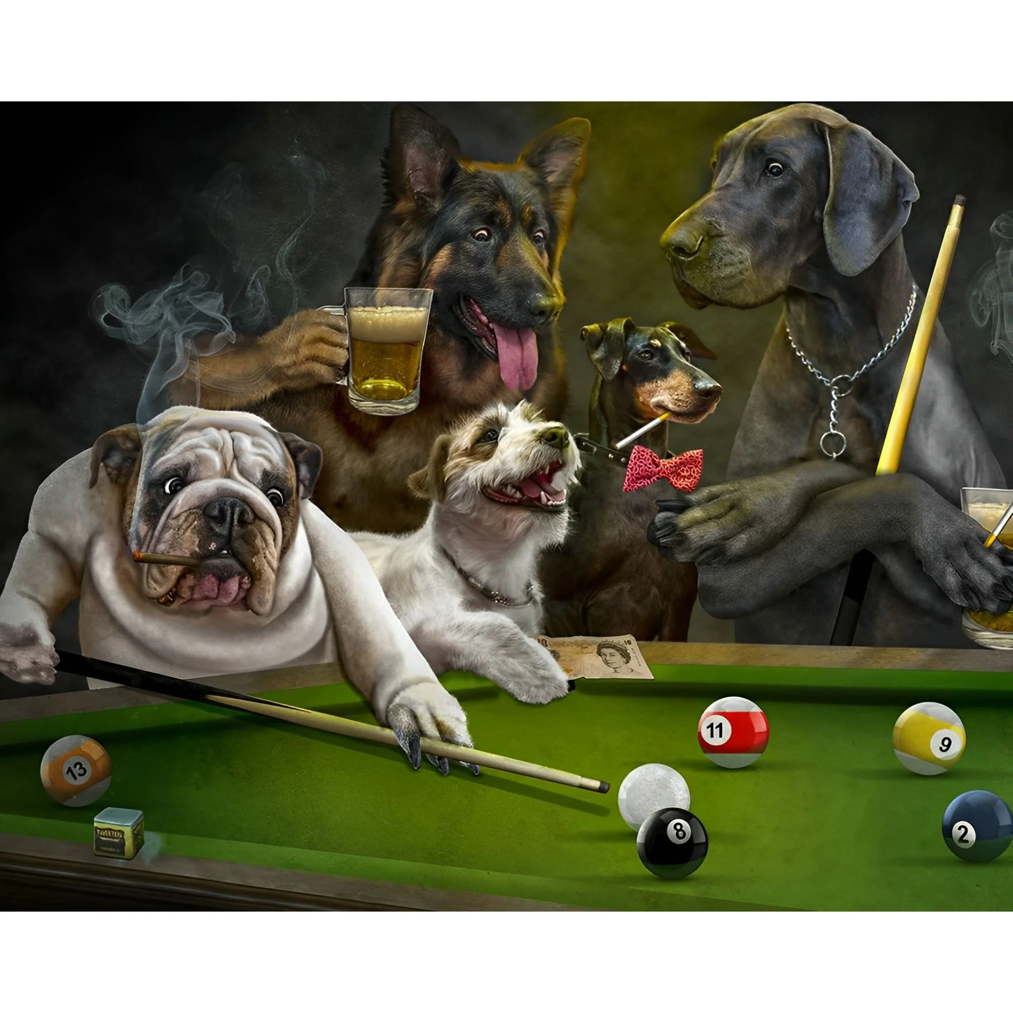 Dogs playing Billiards | Diamond Painting - Image 2