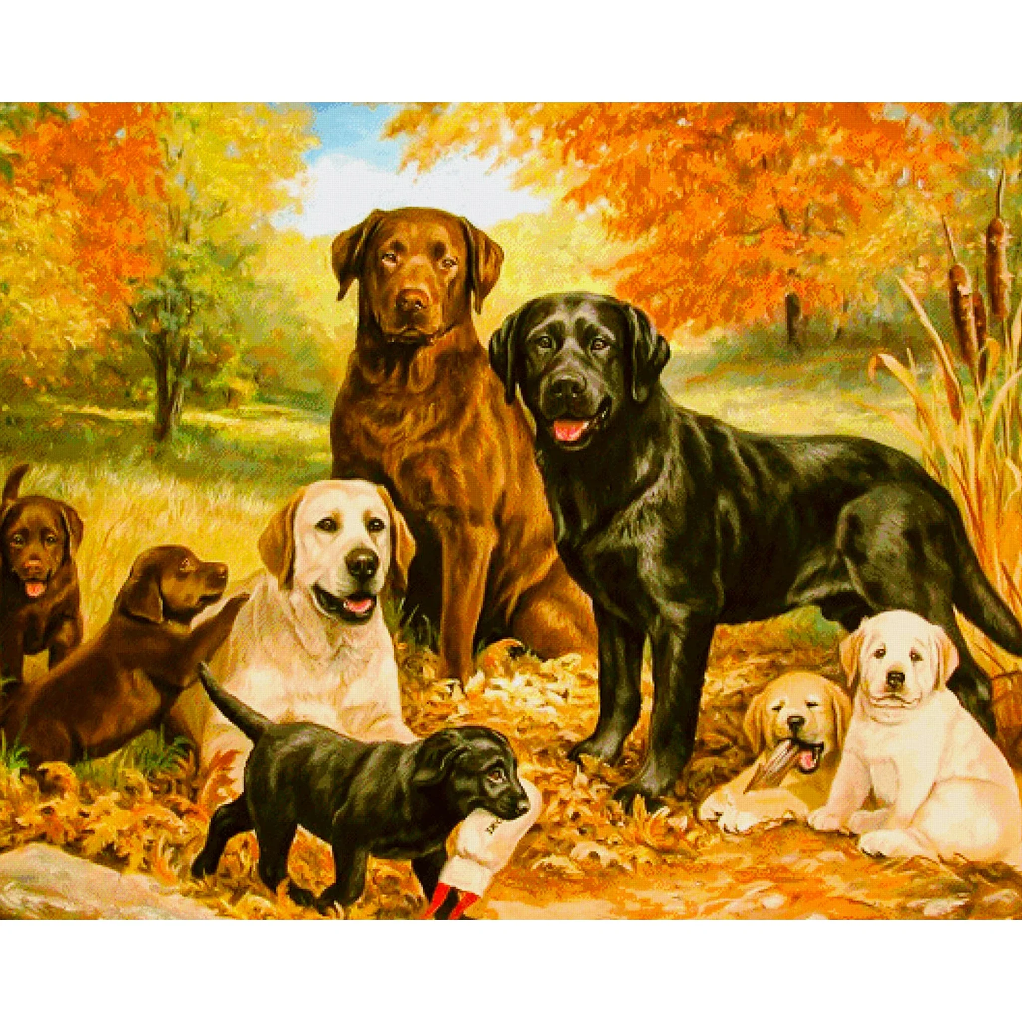 Yellow Autumn Dogs | Diamond Painting - Image 2