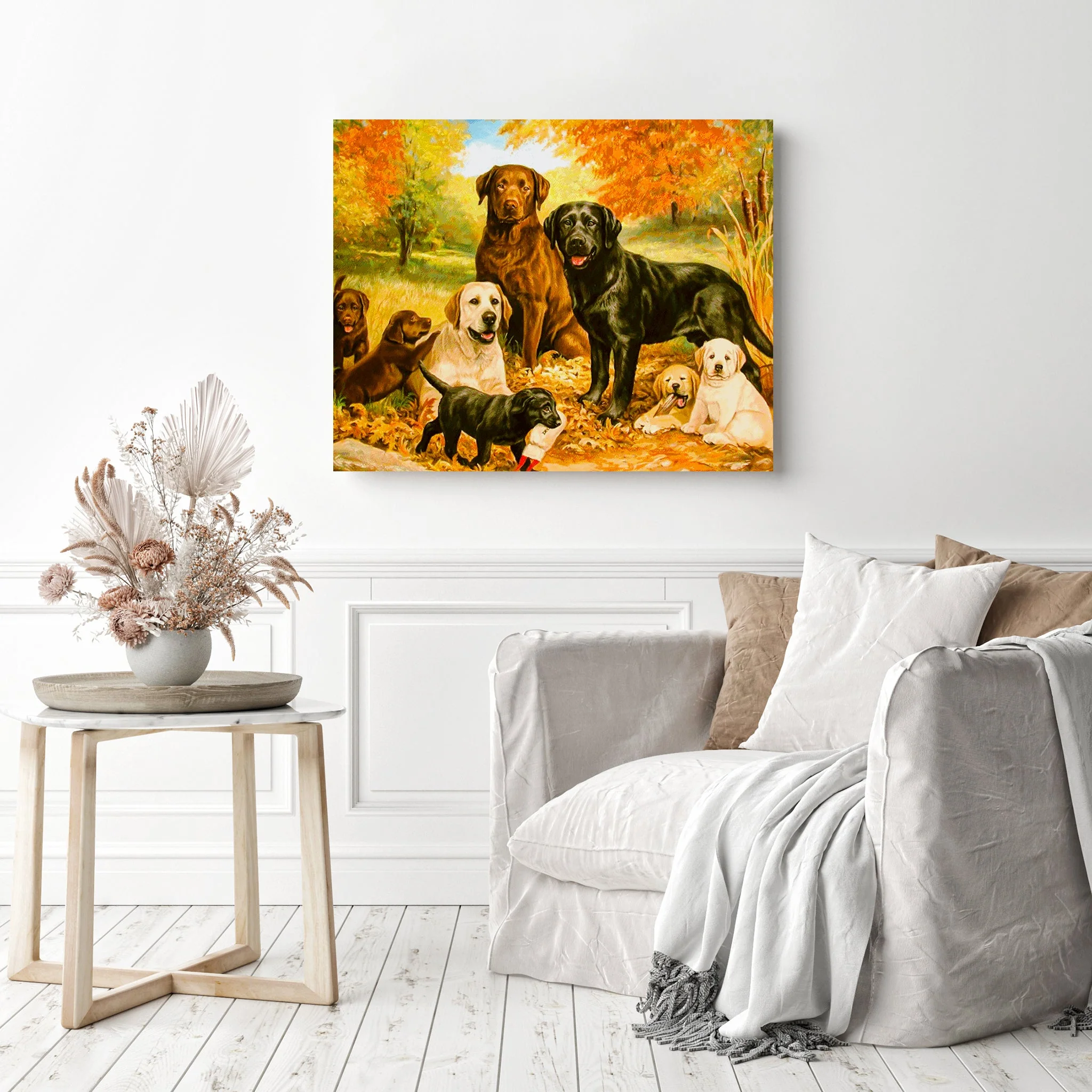 Yellow Autumn Dogs | Diamond Painting - Image 3