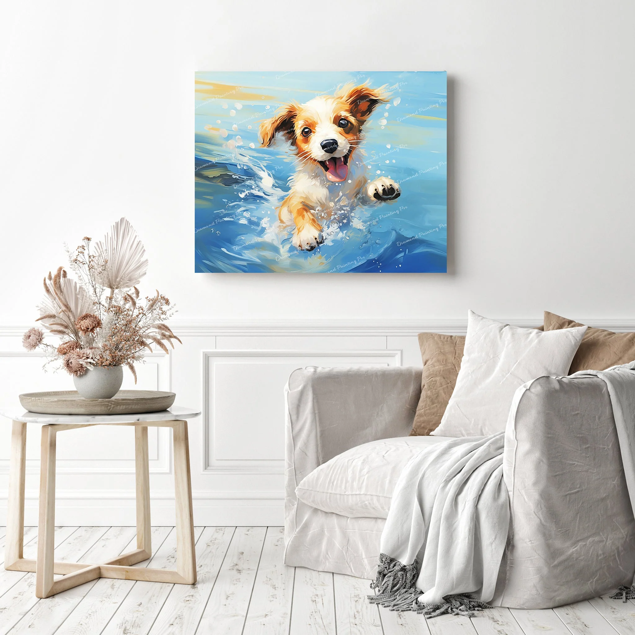 Playful Puppy Water Splash | Diamond Painting - Image 3