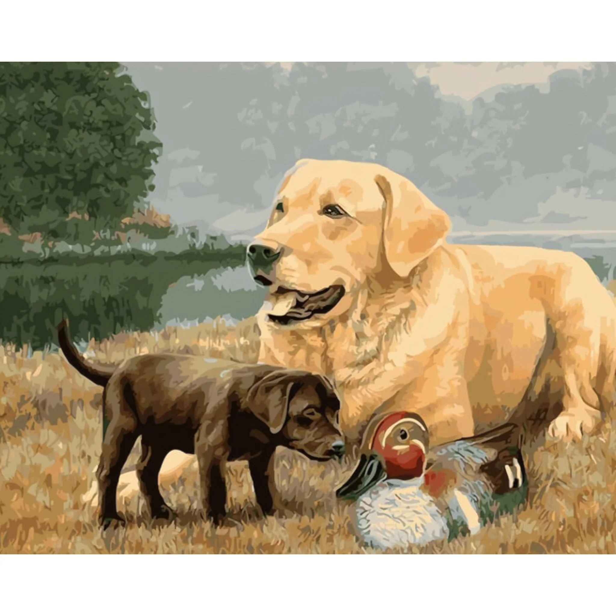 A Puppy and Her Mother | Diamond Painting - Image 2