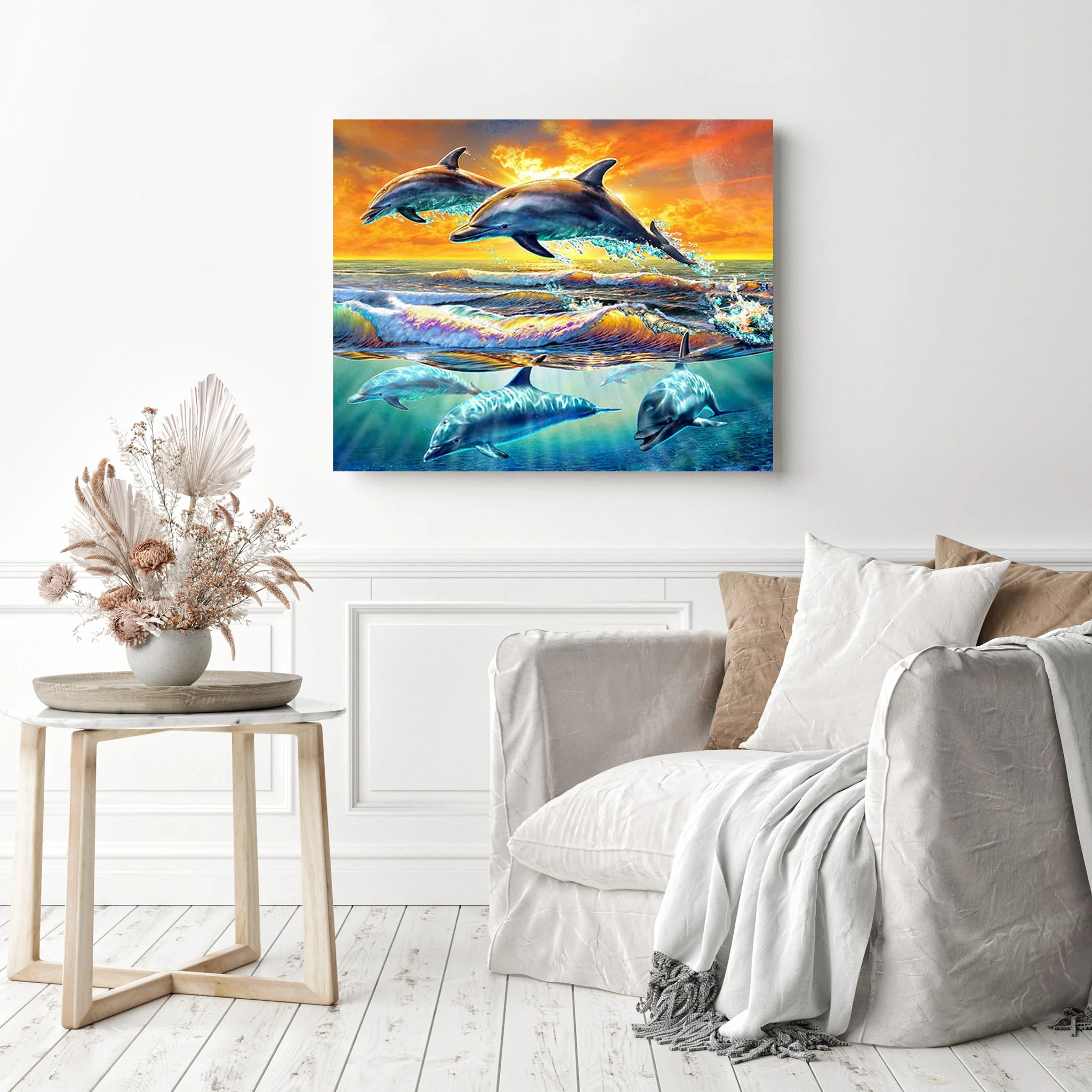 Dolphins under Sunset | Diamond Painting - Image 3