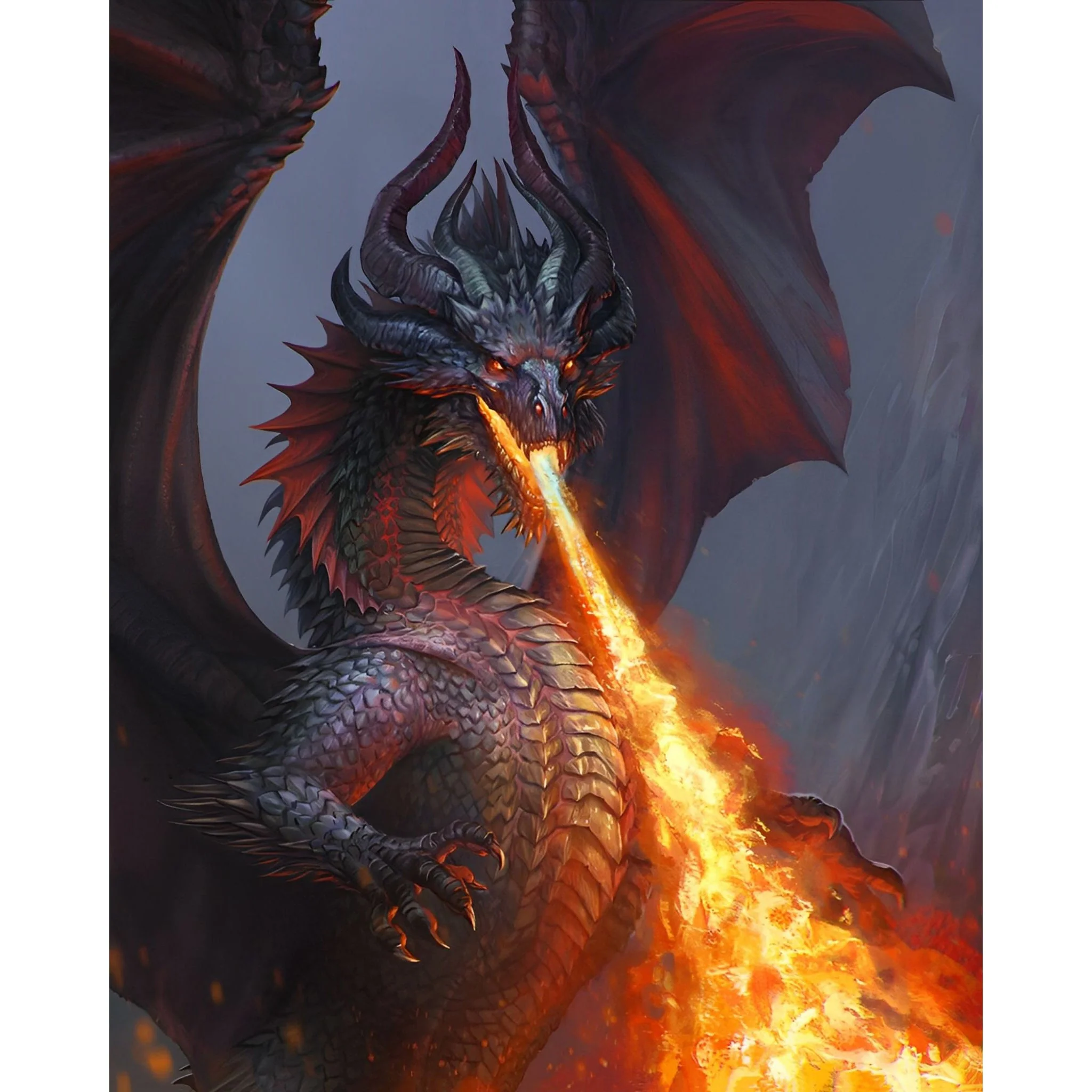 Fantasy Black Dragon Flame | Diamond Painting - Image 2