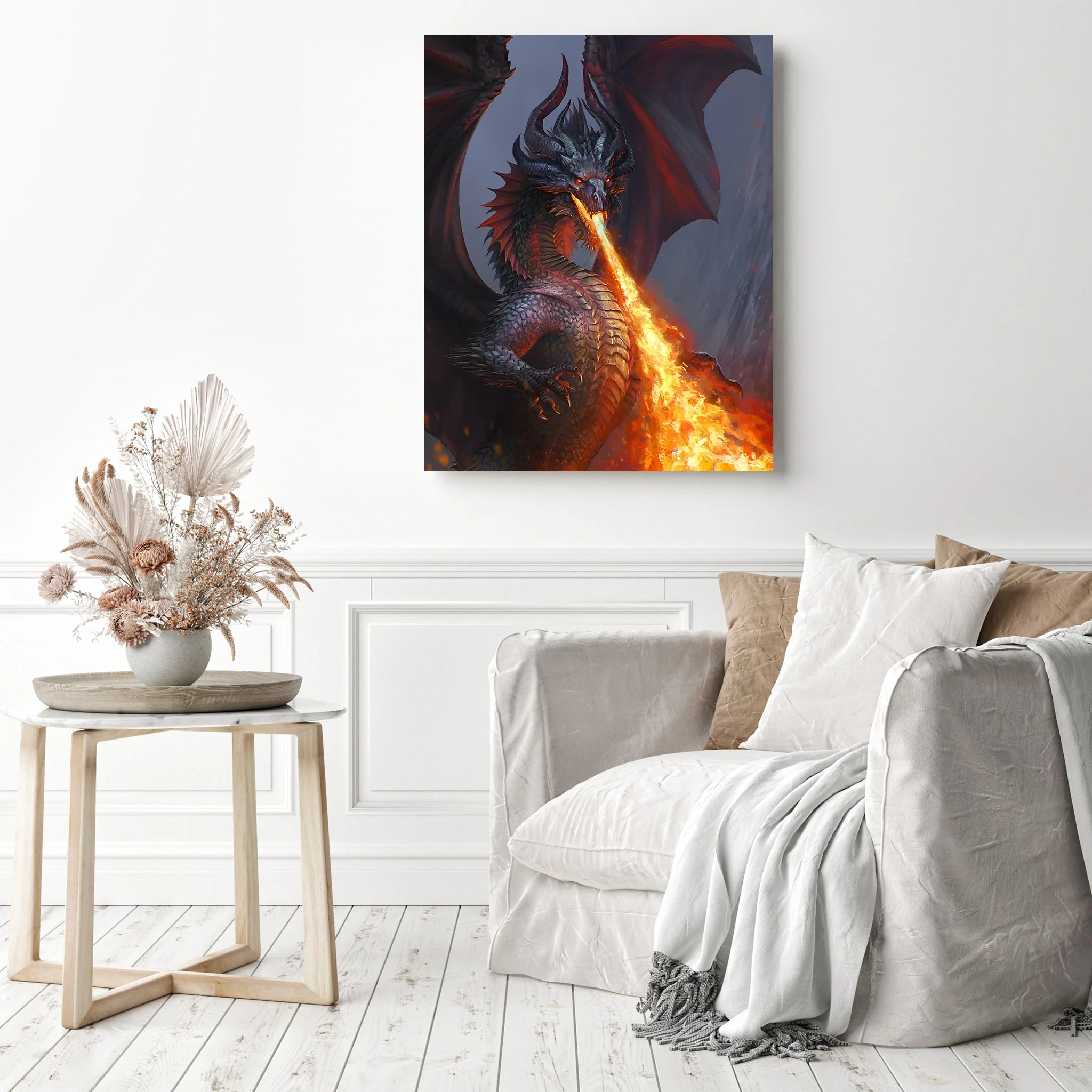 Fantasy Black Dragon Flame | Diamond Painting - Image 3