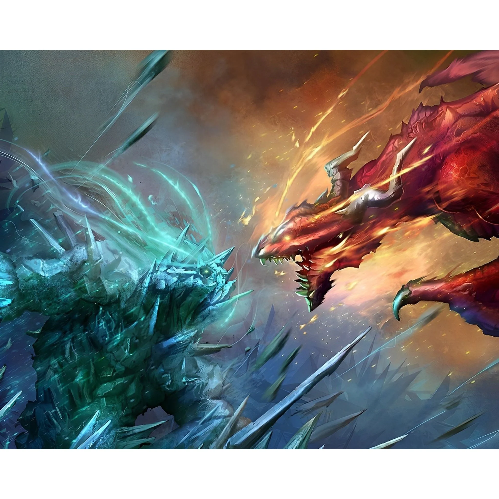 Ice Dragon nd Fire Dragon Battle | Diamond Painting - Image 2