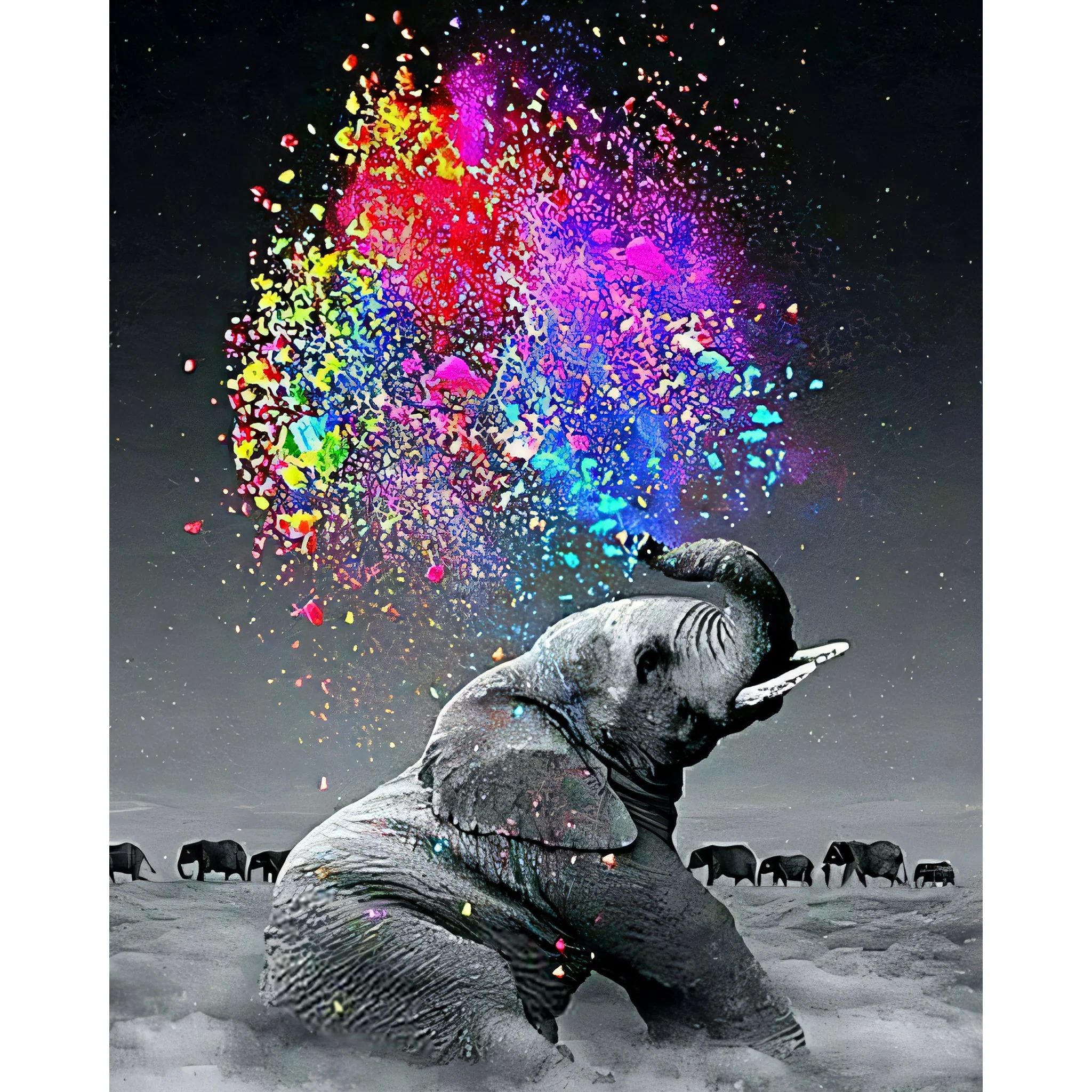 Elephant Spraying Colors | Diamond Painting - Image 2