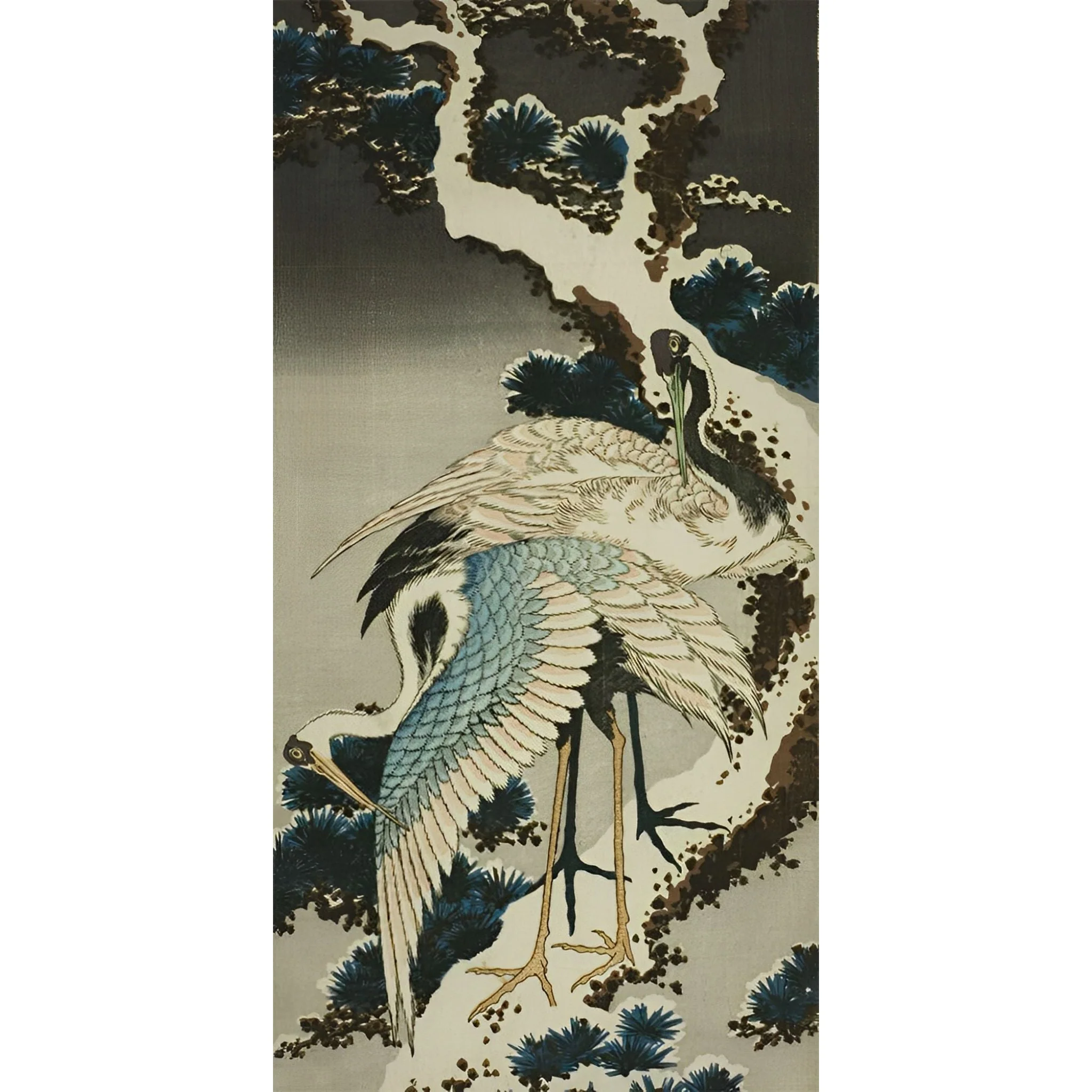 Cranes on Snow Covered Pine | Diamond Painting - Image 2