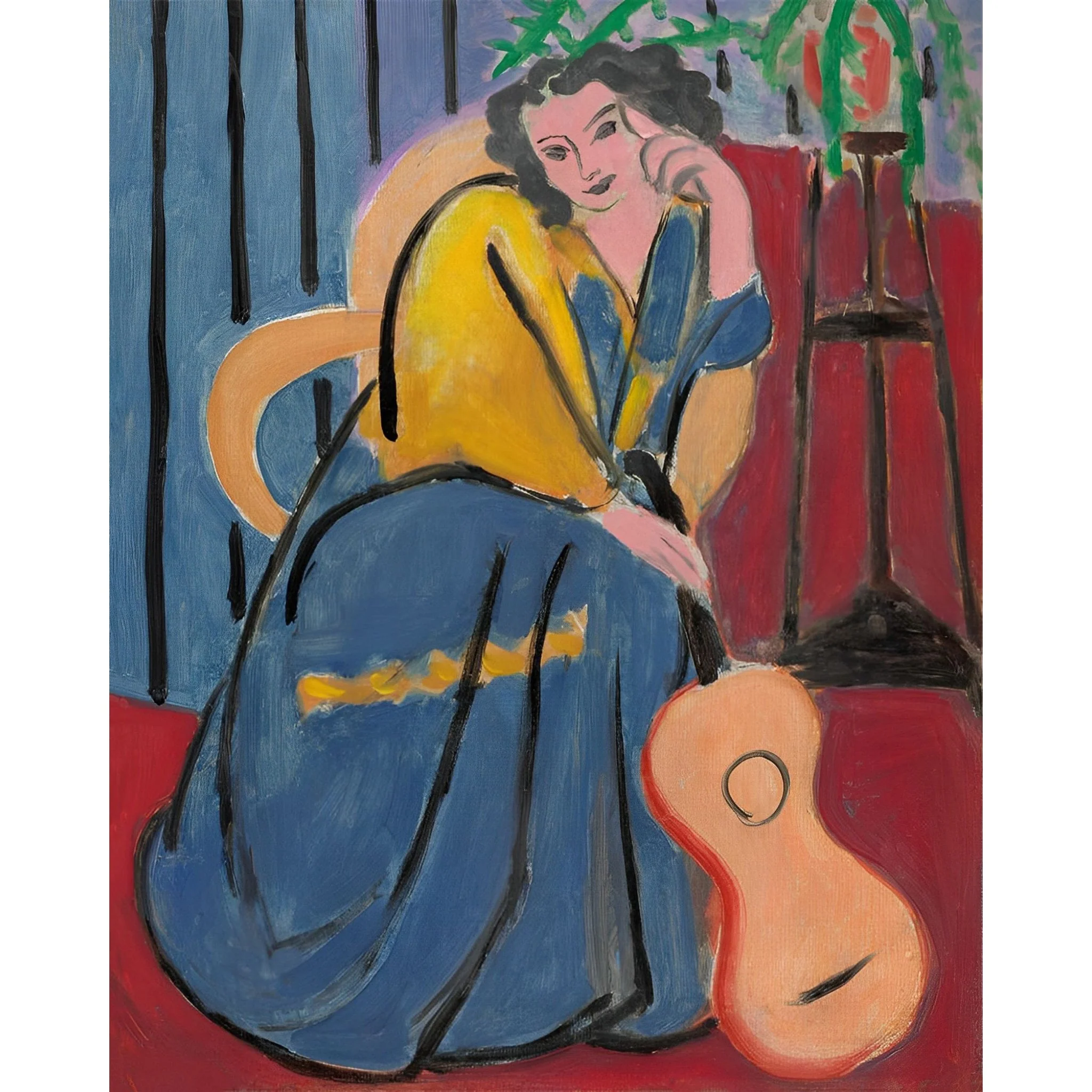 Girl in Yellow and Blue with Guitar | Diamond Painting - Image 2