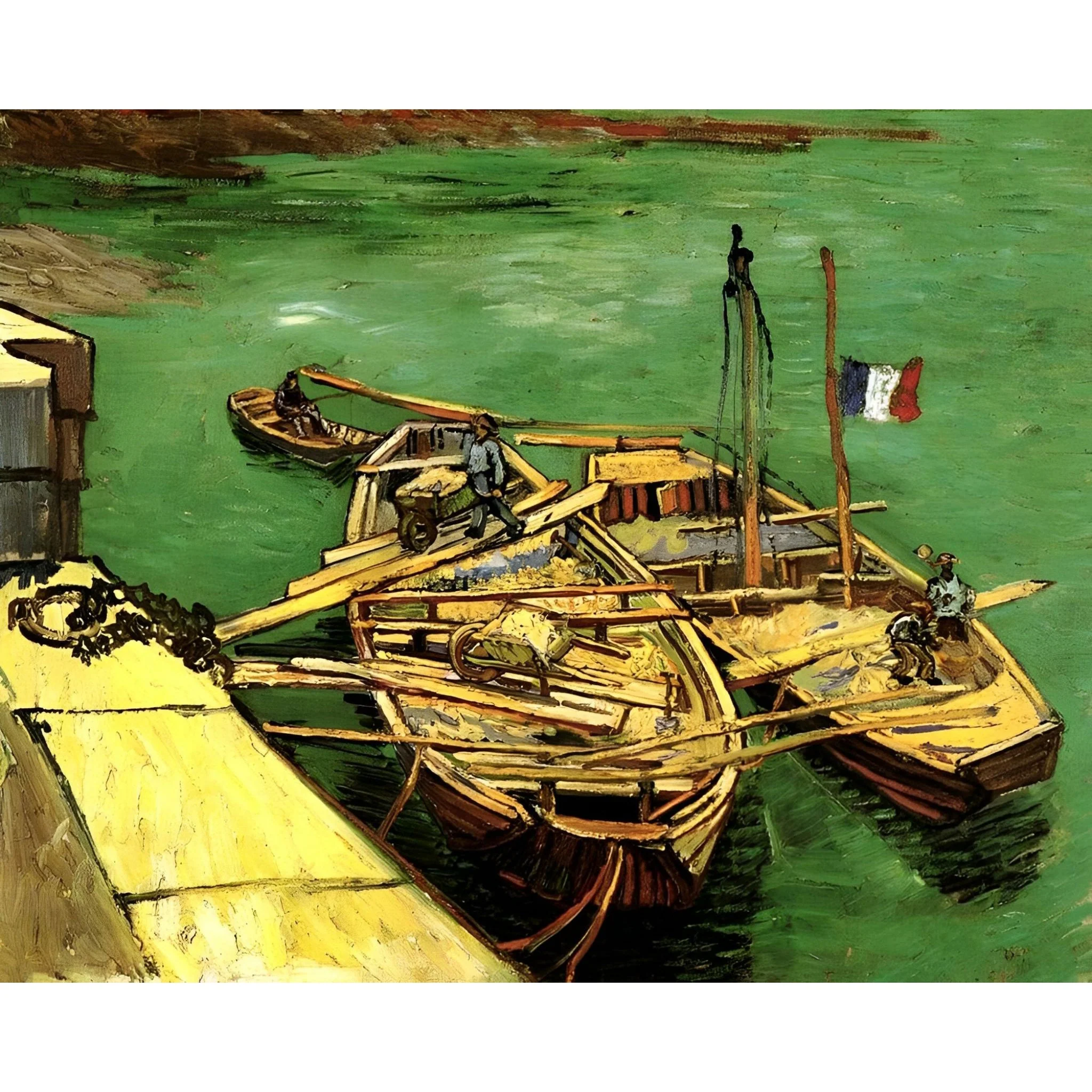 Barges on the Rhone River - Vincent van Gogh | Diamond Painting - Image 2