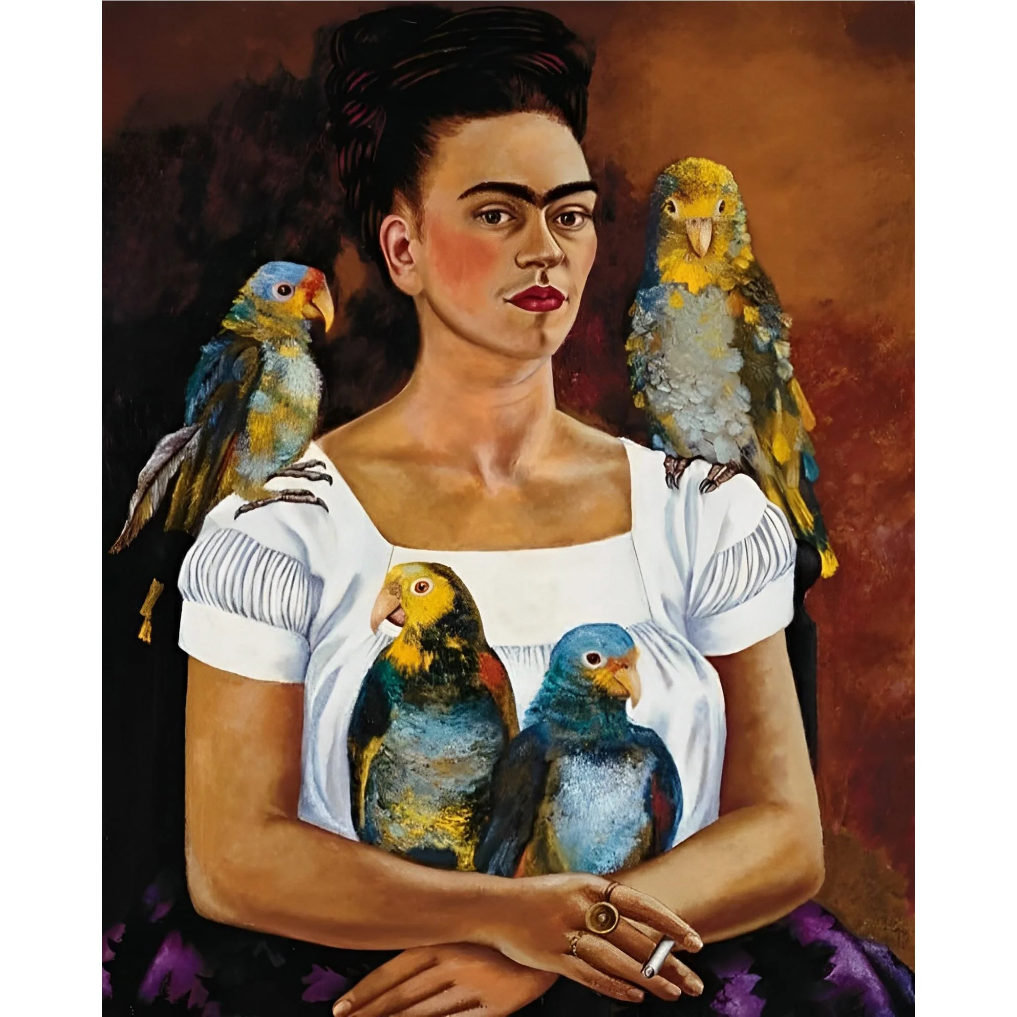Me and My Parrot - Frida Kahlo | Diamond Painting - Image 2