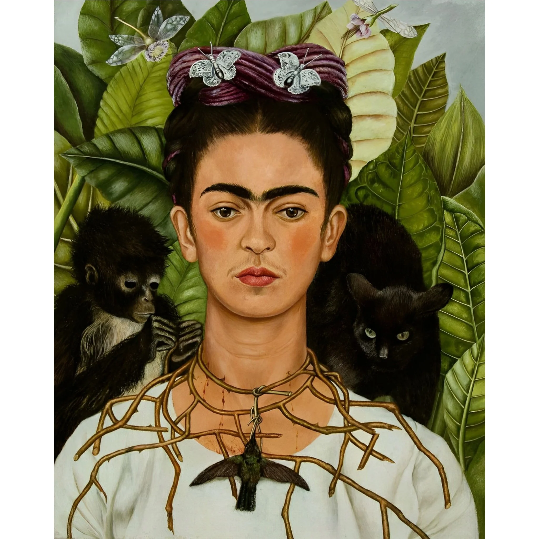 Self-Portrait with Thorn Necklace and Hummingbird | Diamond Painting - Image 2