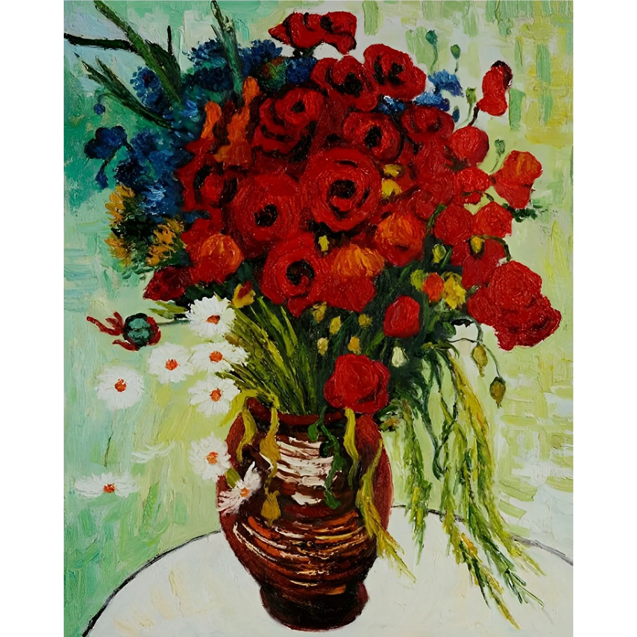 Vase with Daisies and Poppies - Vincent van Gogh | Diamond Painting - Image 2