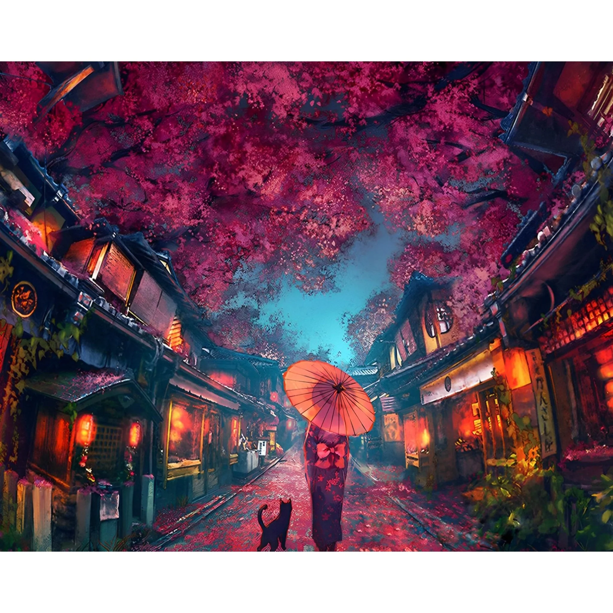 Cherry Blossoms Town | Diamond Painting - Image 2