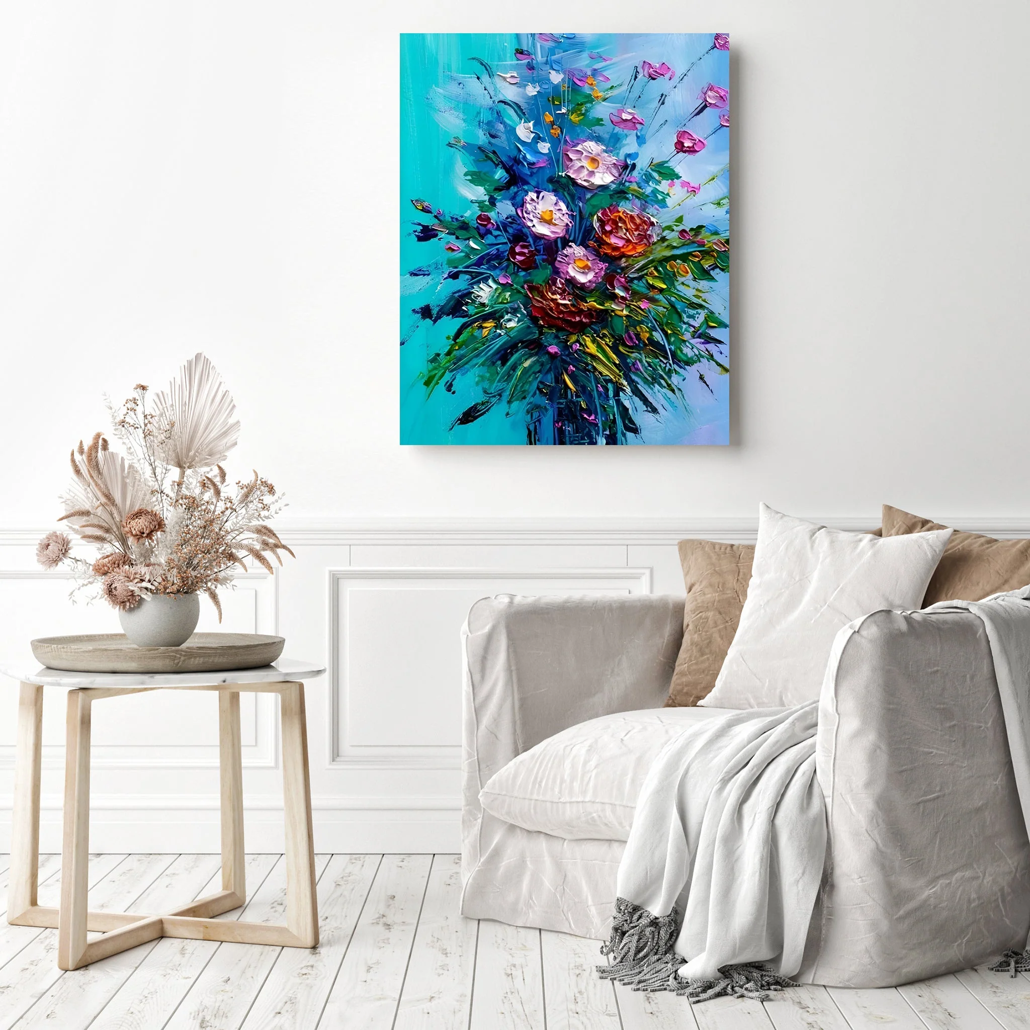 Bouquet of Flowers on Blue Background | Diamond Painting - Image 3