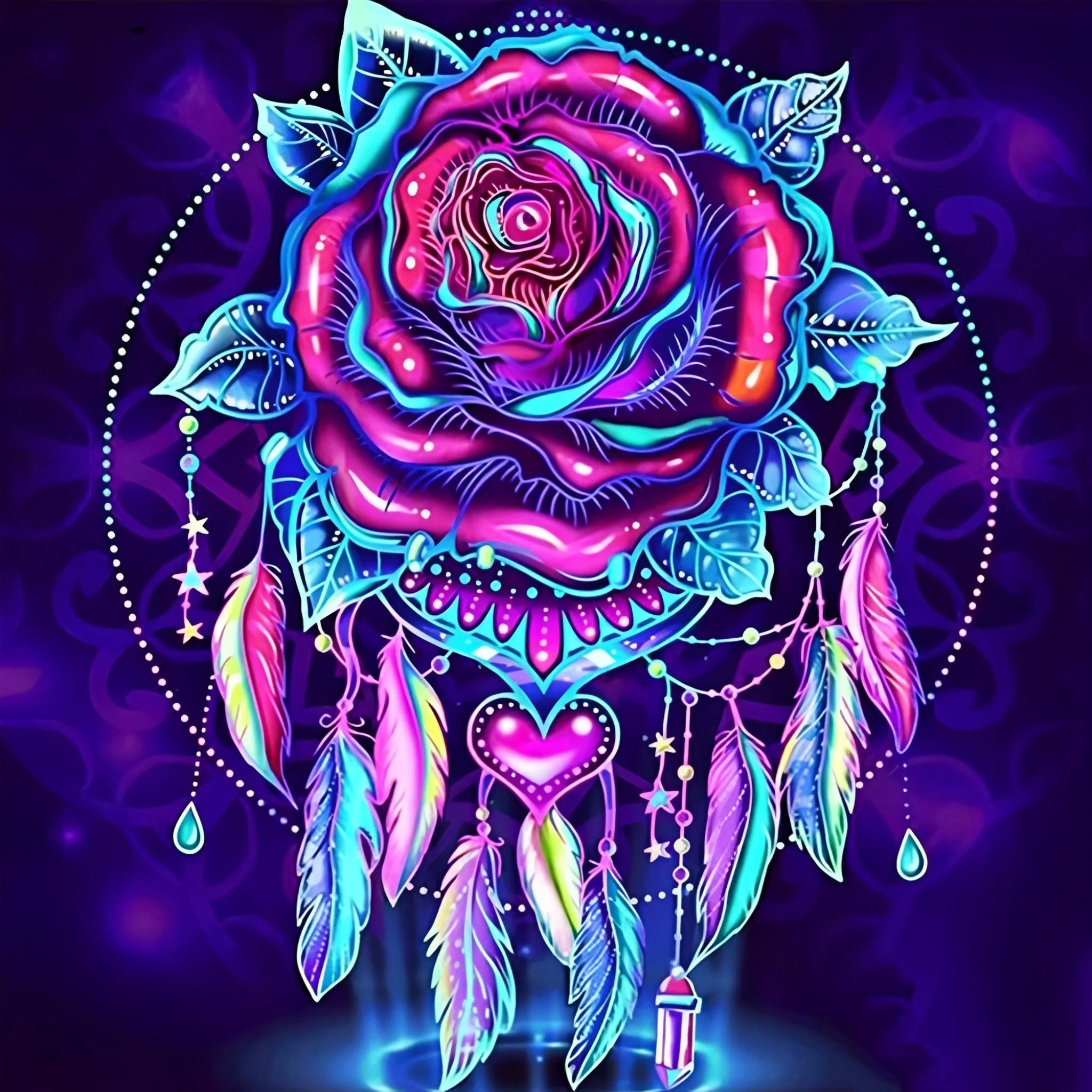 Rose Dream Catcher | Diamond Painting - Image 2