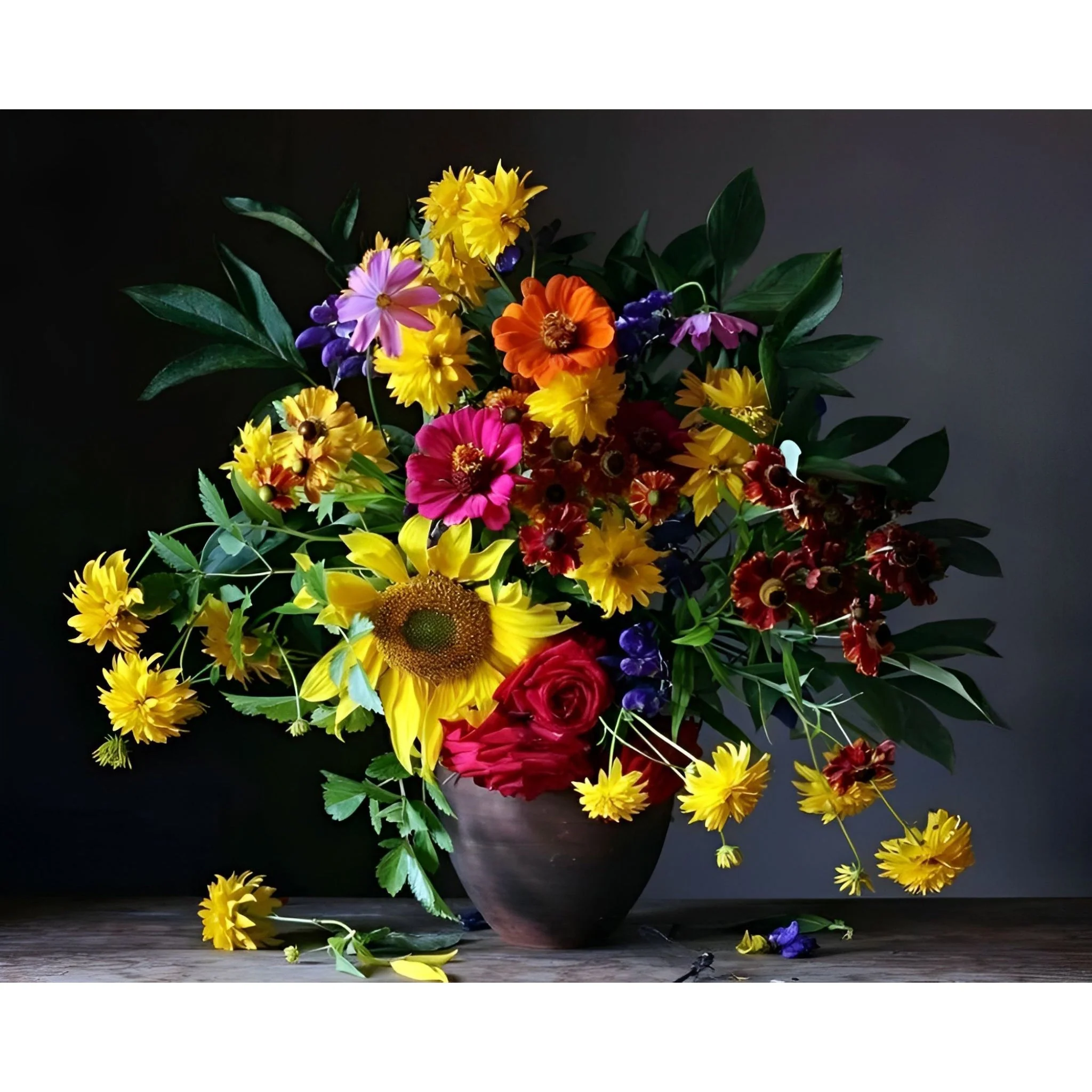 Sunflower and Roses Bouquet | Diamond Painting - Image 2