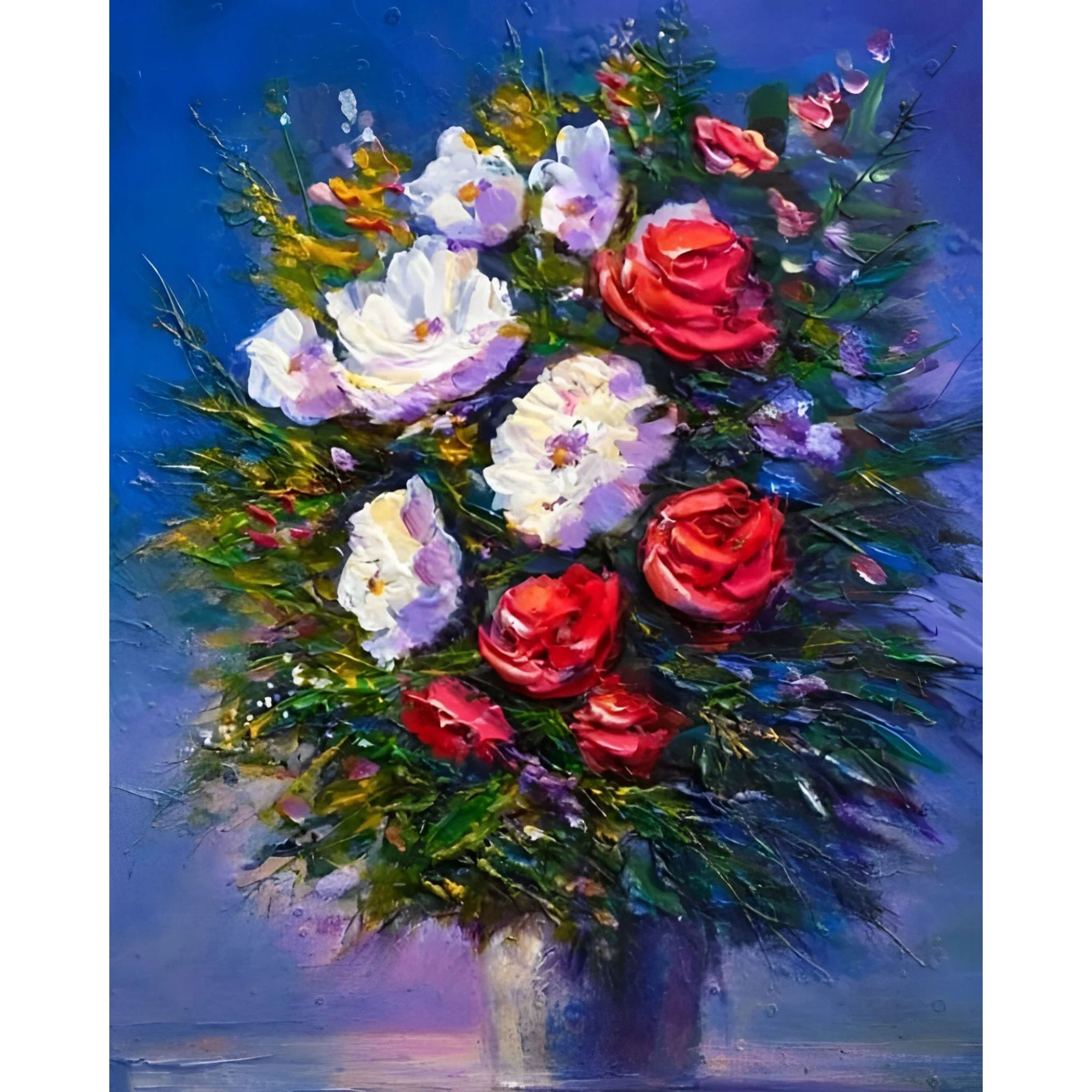 White & Red Flowers Bouquet | Diamond Painting - Image 2