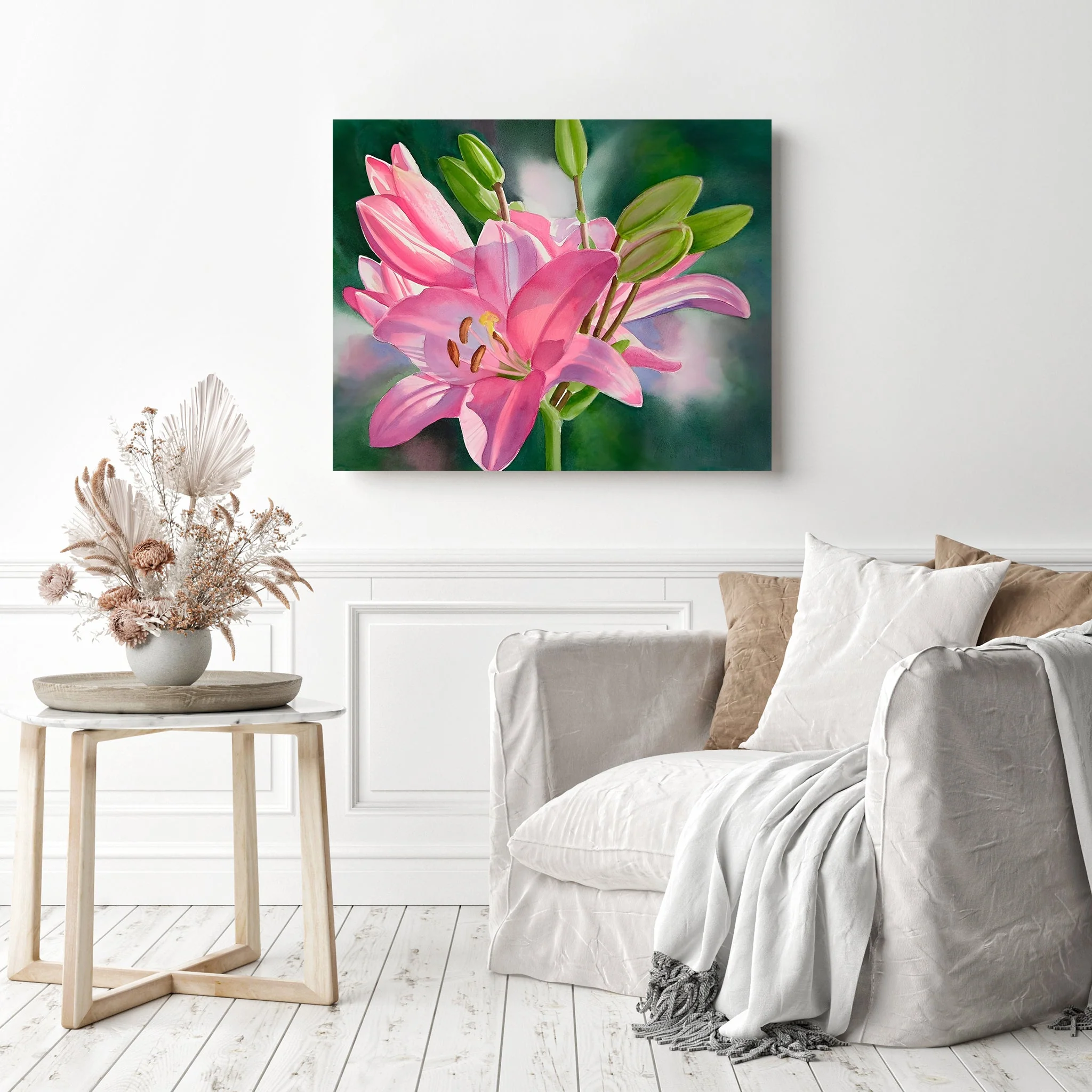 Pink Lily with Buds | Diamond Painting - Image 3