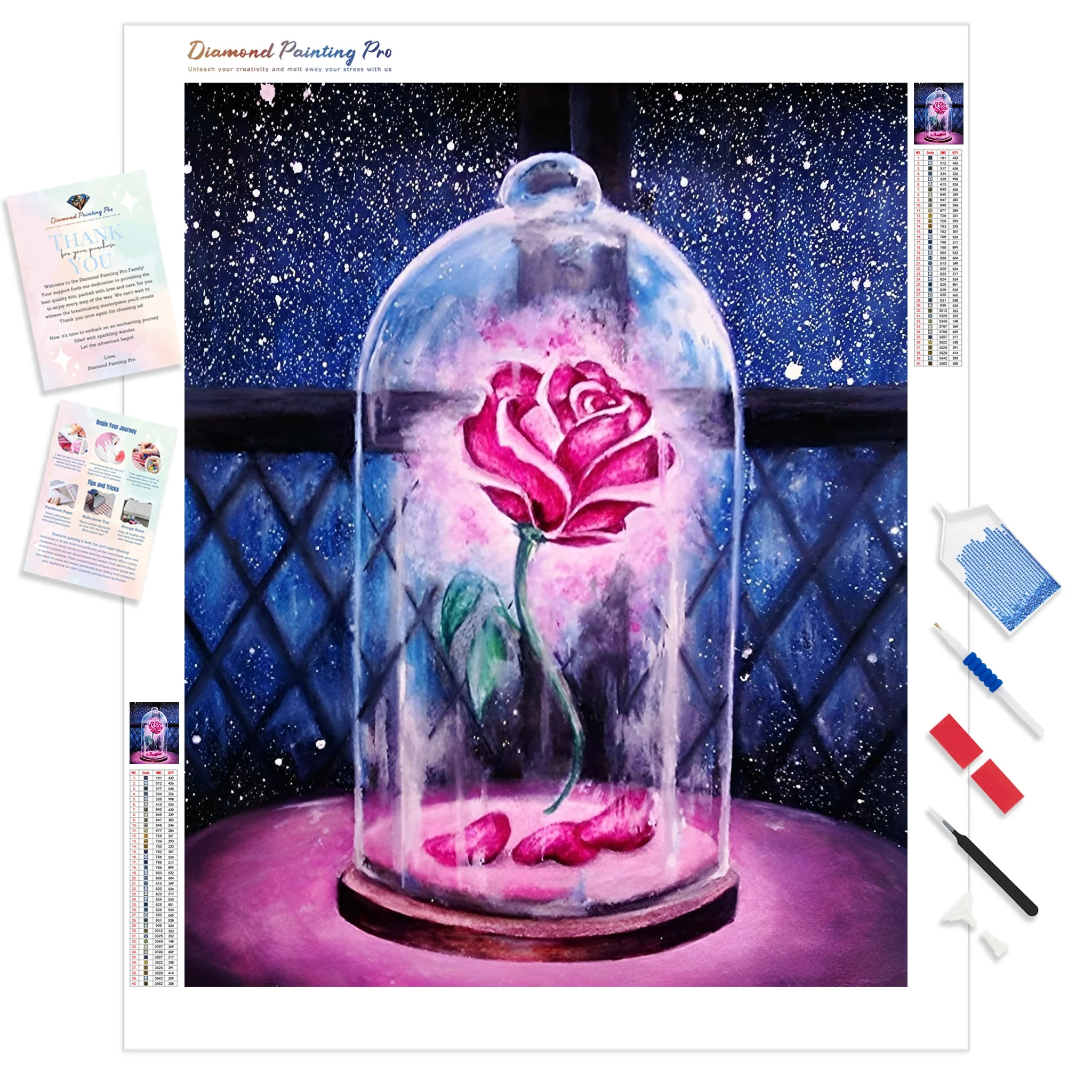 Glass Pink Rose | Diamond Painting