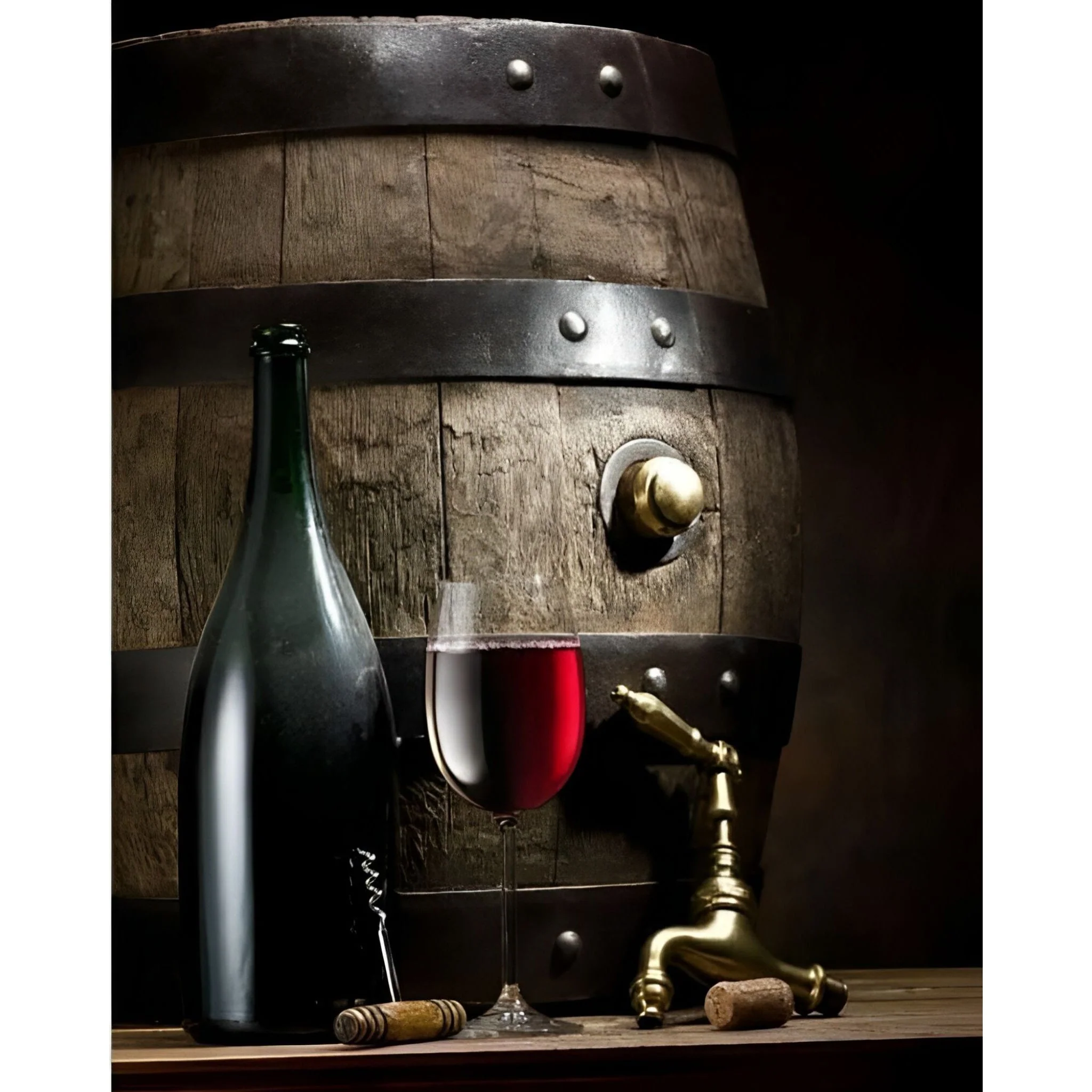 Wine Bottle and Barrel | Diamond Painting - Image 2