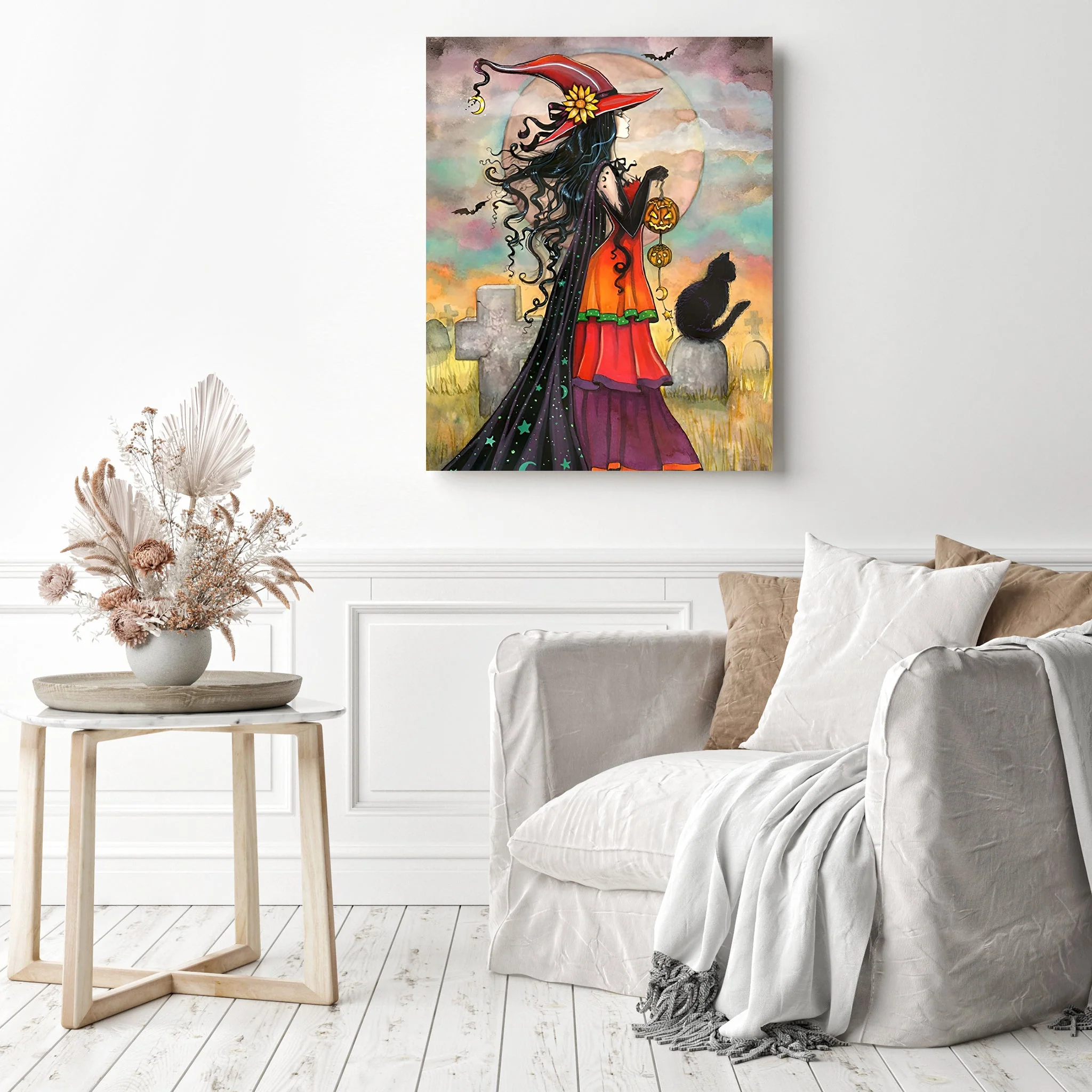 Witch Carrying a Pumpkin Lantern | Diamond Painting - Image 3