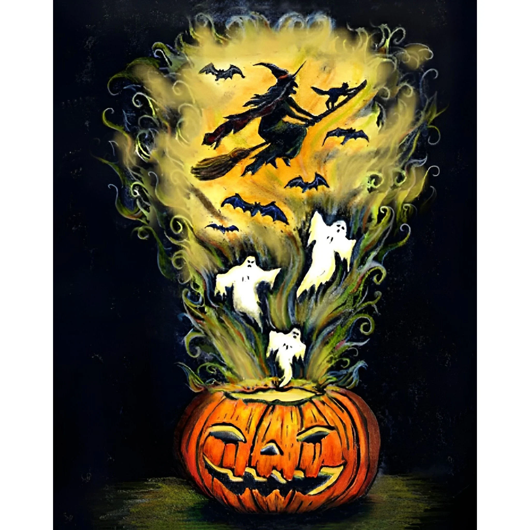 Witch Riding a Broom | Diamond Painting - Image 2