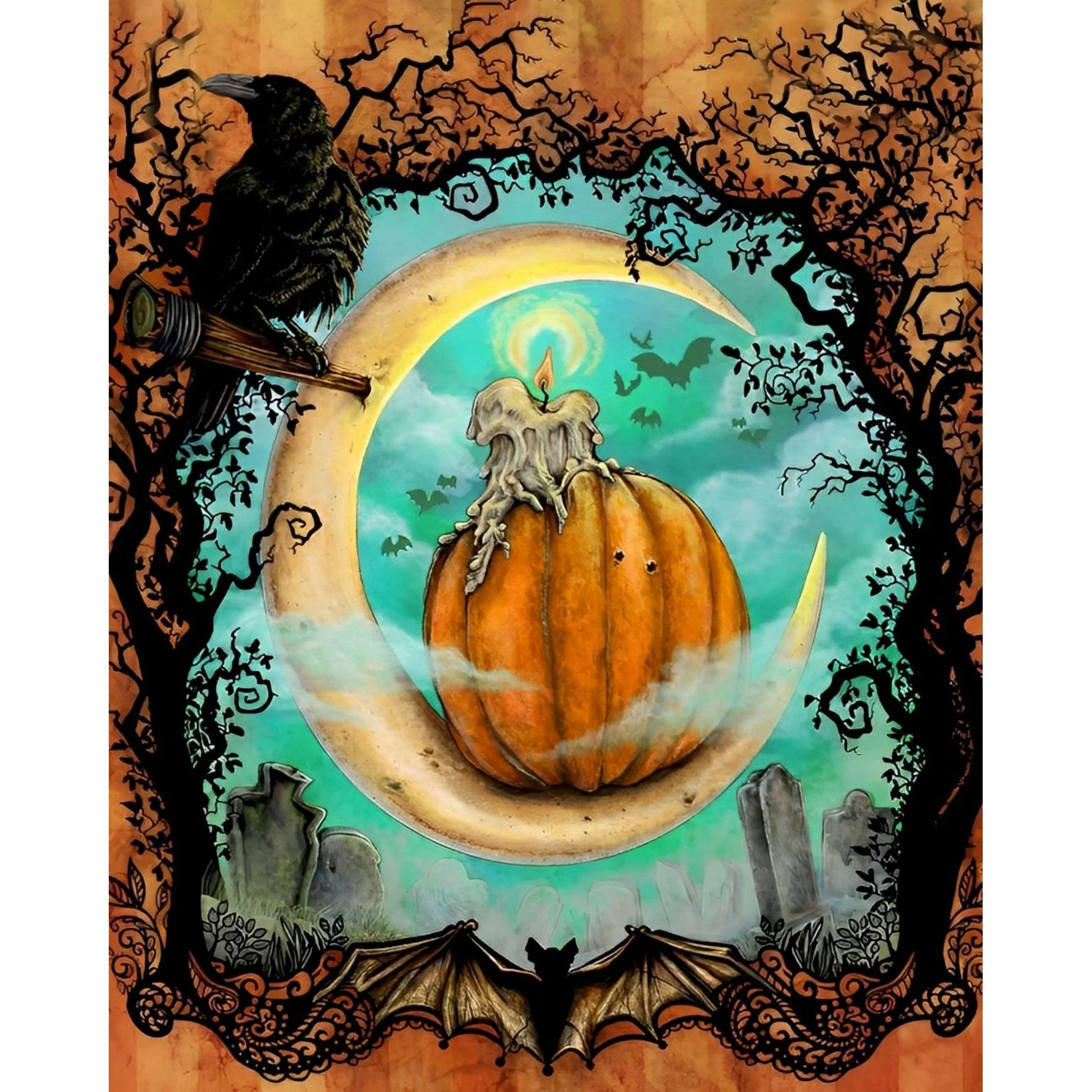 Pumpkin and Crow | Diamond Painting - Image 2