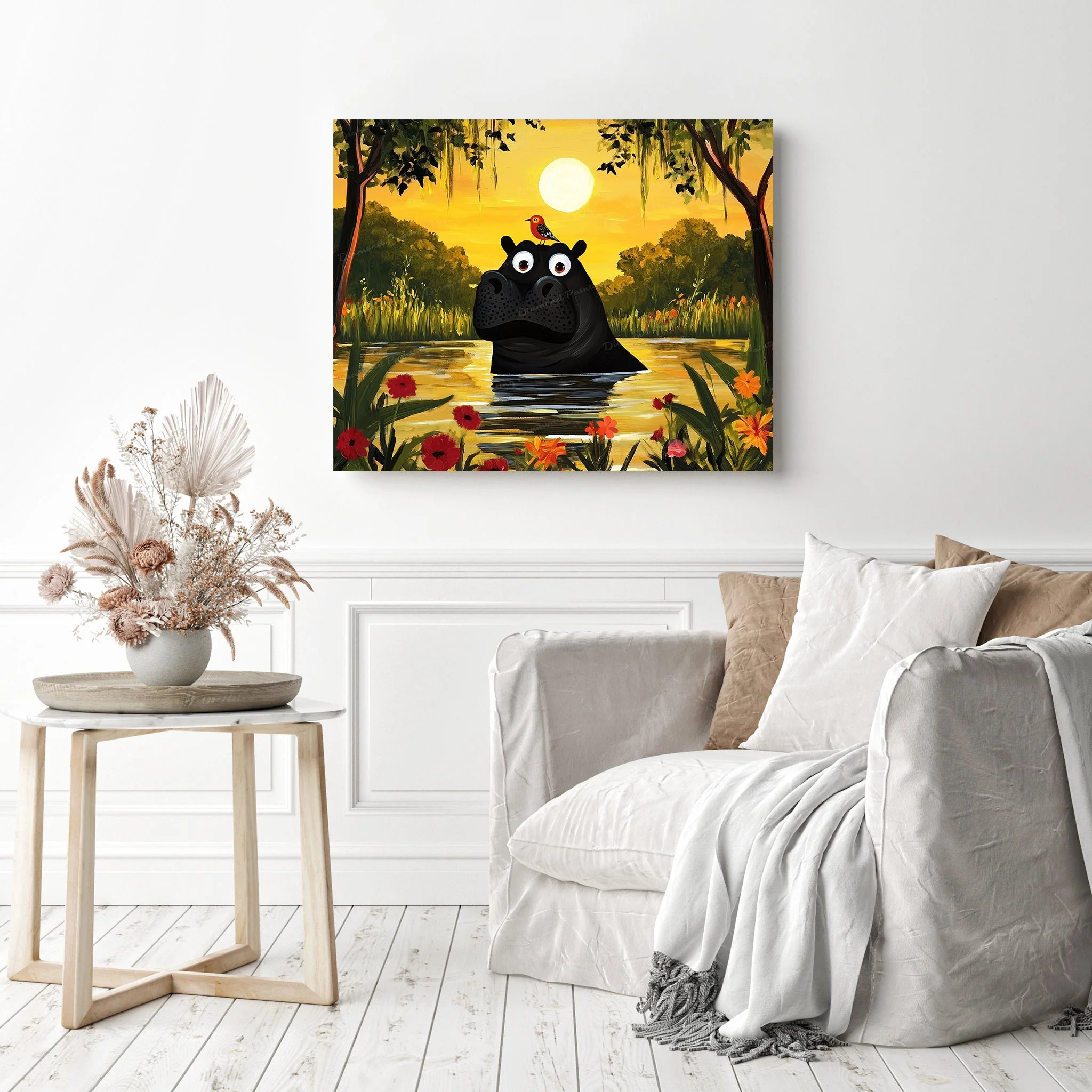 Hippo's Sunset Hangout | Diamond Painting - Image 3