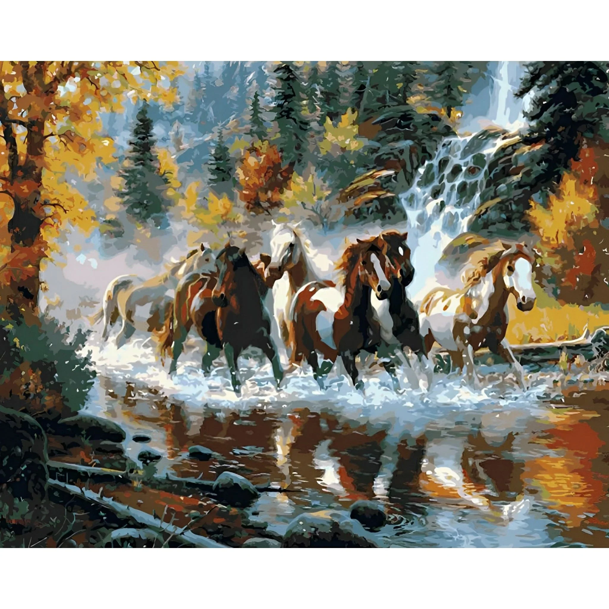 Horses Galloping Downstream | Diamond Painting - Image 2