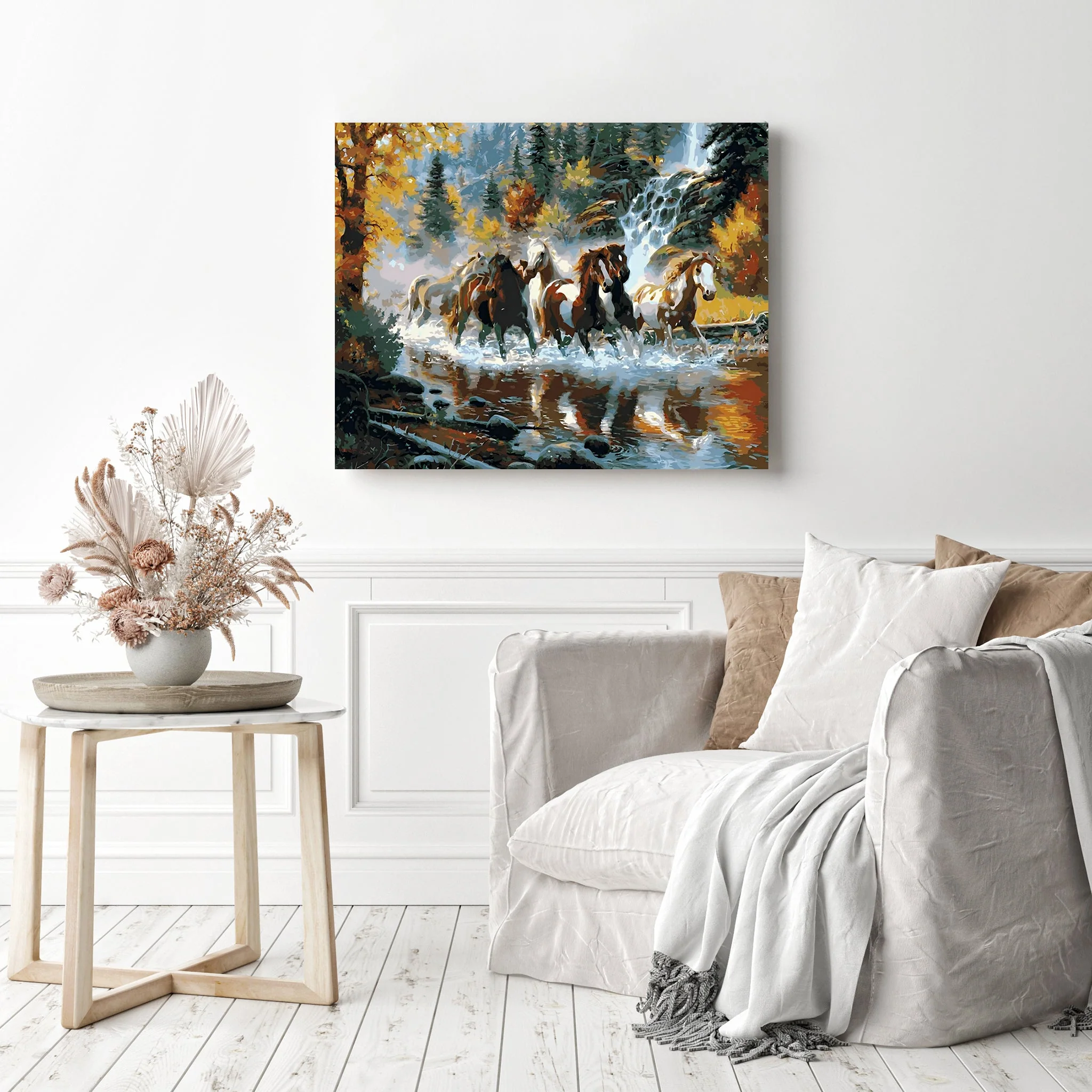 Horses Galloping Downstream | Diamond Painting - Image 3