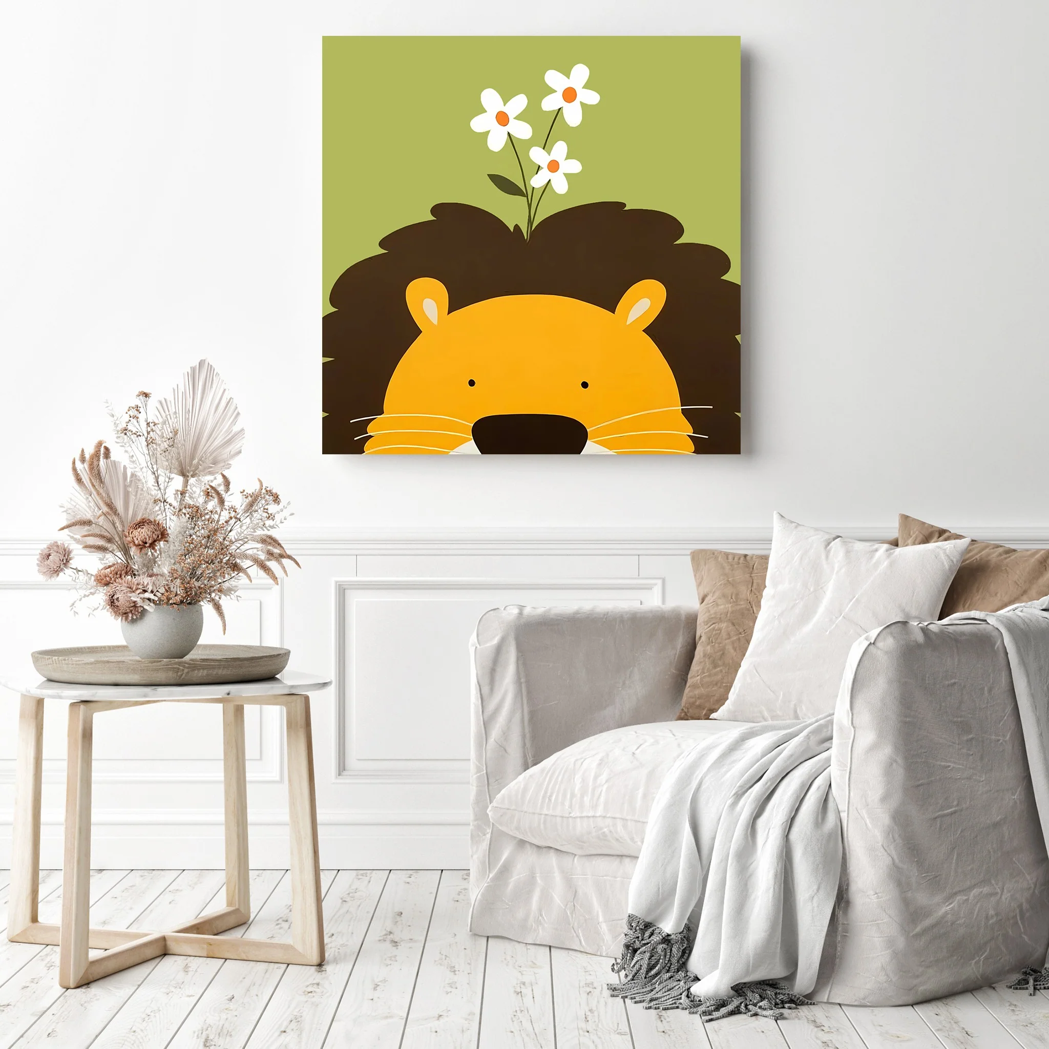 Lion With Daisies | Diamond Painting - Image 3