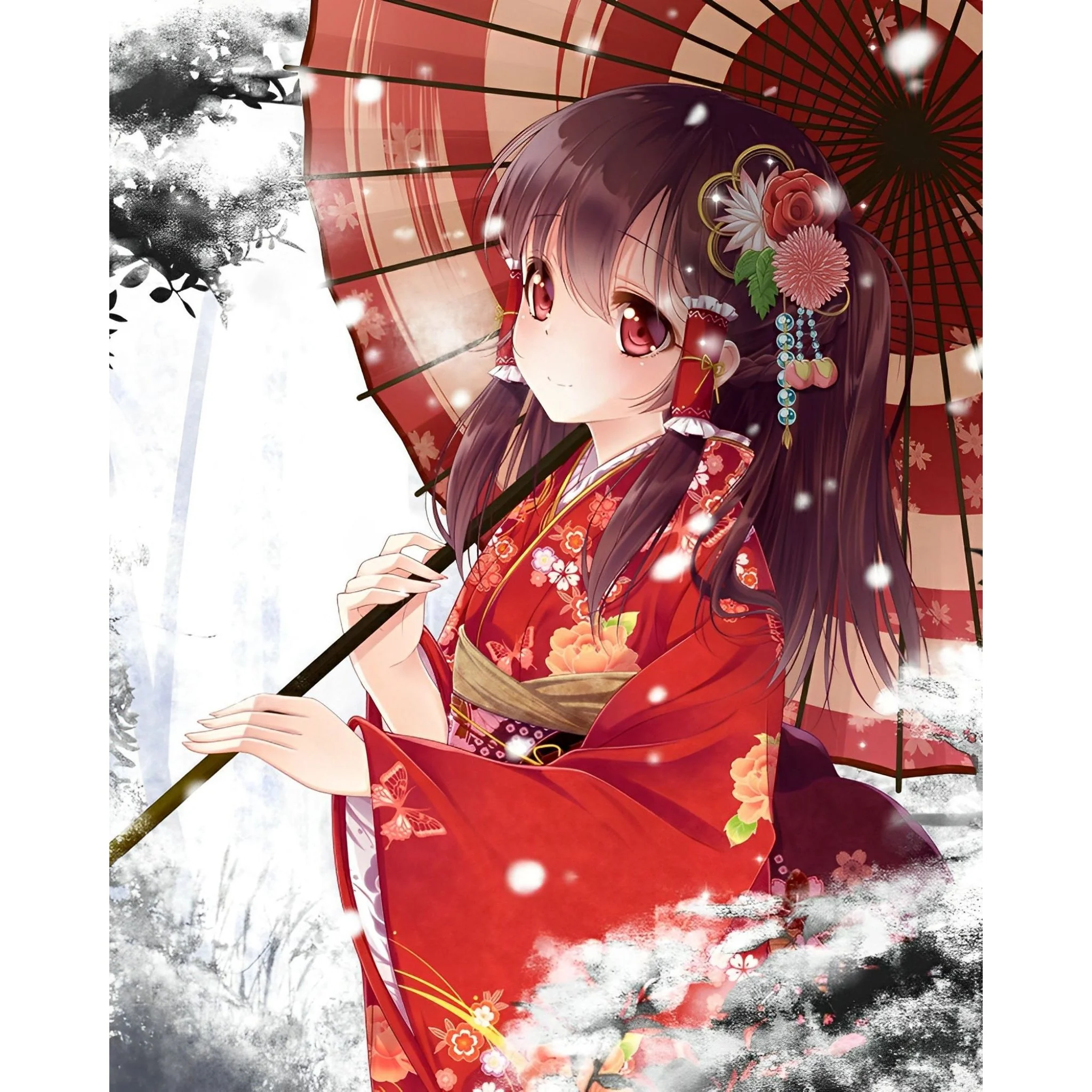 Anime Girl in Kimono | Diamond Painting - Image 2