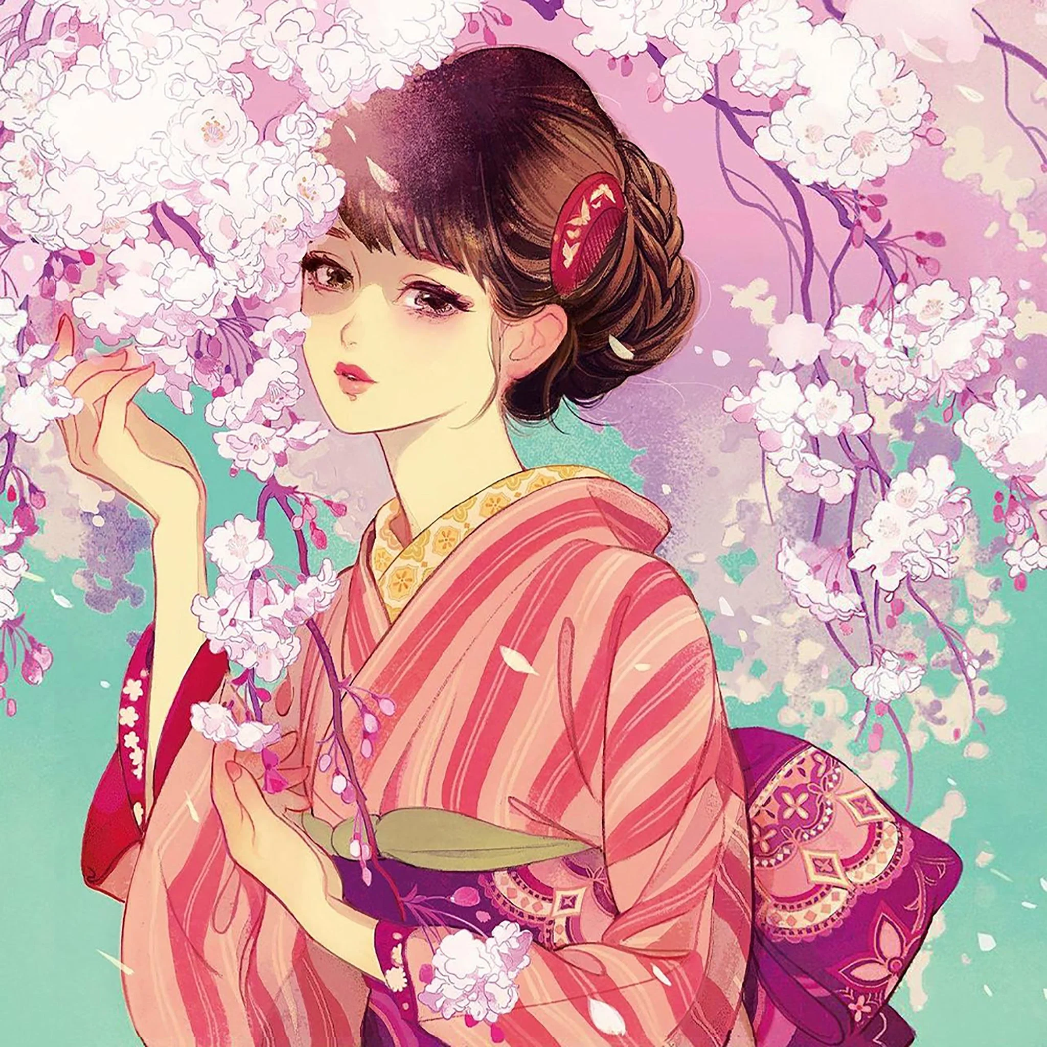 Geisha Cherry Blossom | Diamond Painting - Image 2