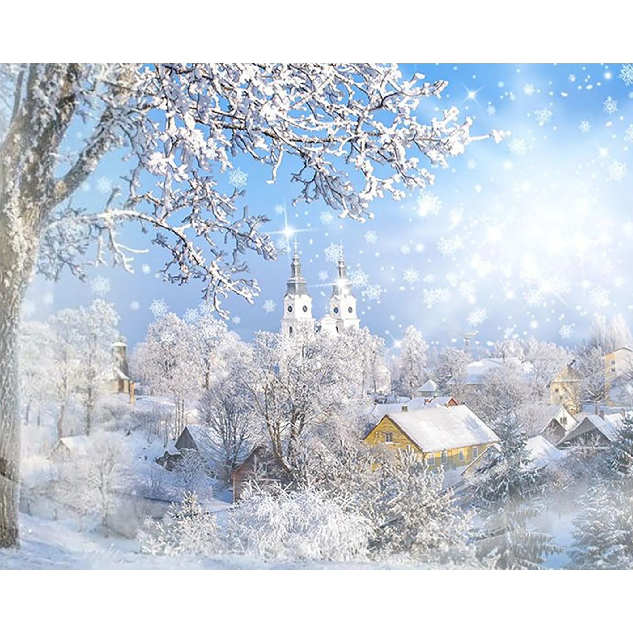 Cold Winter Village | Diamond Painting - Image 2