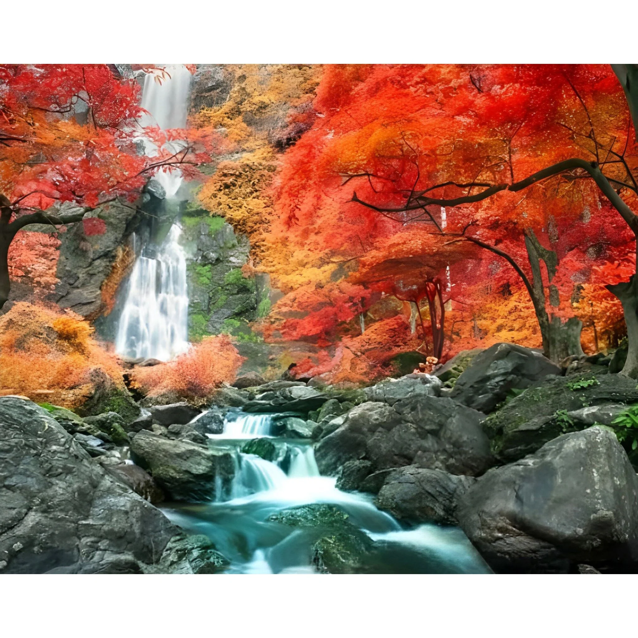 Autumn Forest Waterfall | Diamond Painting - Image 2