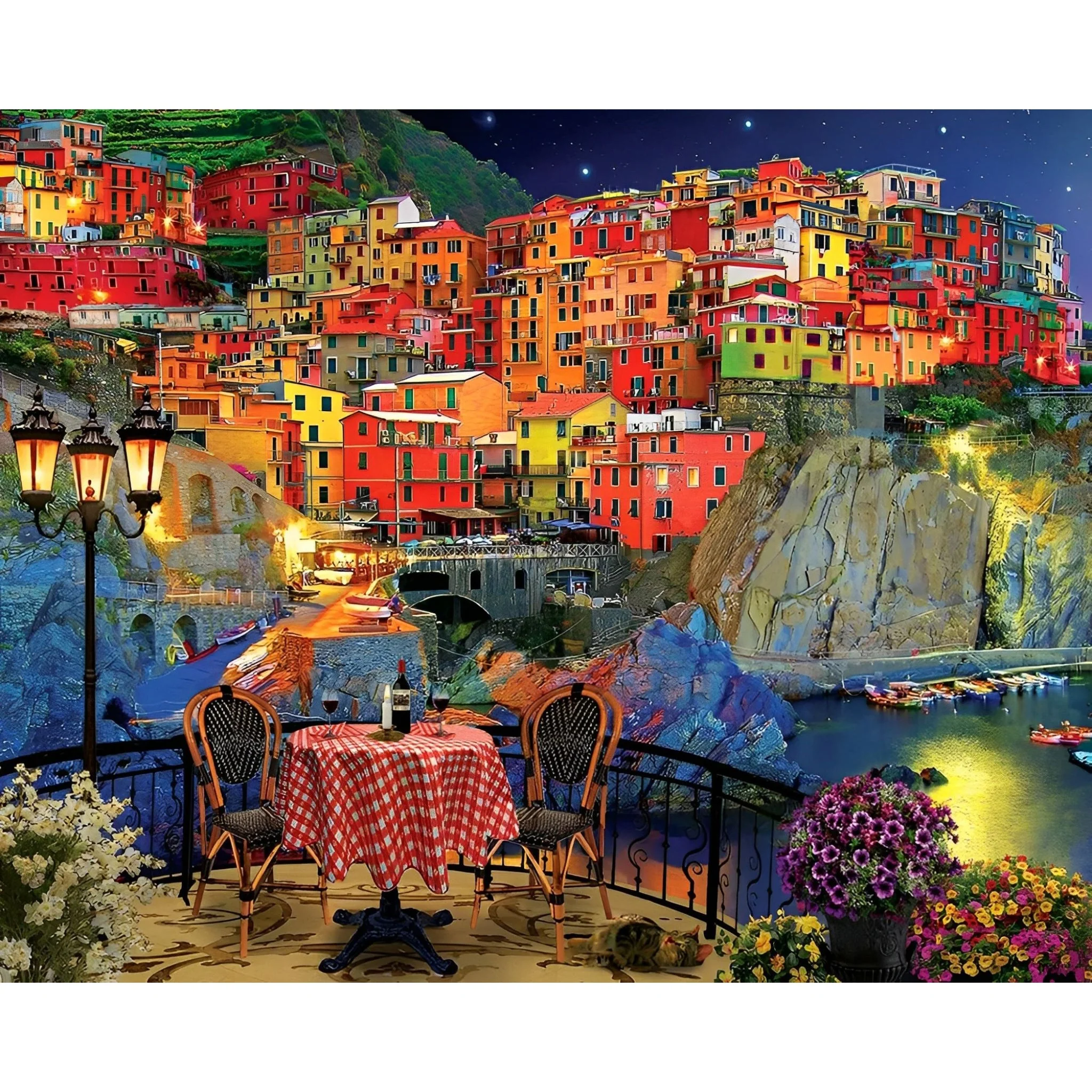 The Houses on the Cliff | Diamond Painting - Image 2