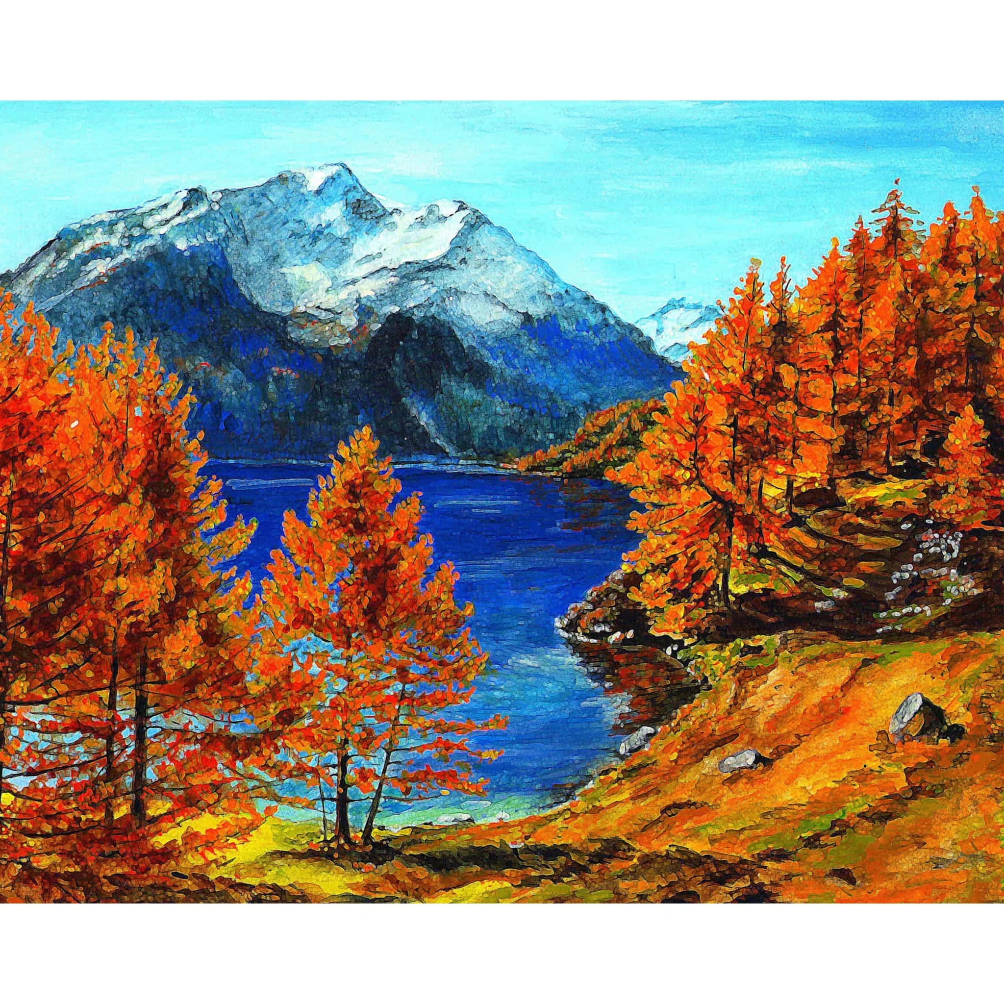 Mountain Fall Lake Scenery | Diamond Painting - Image 2