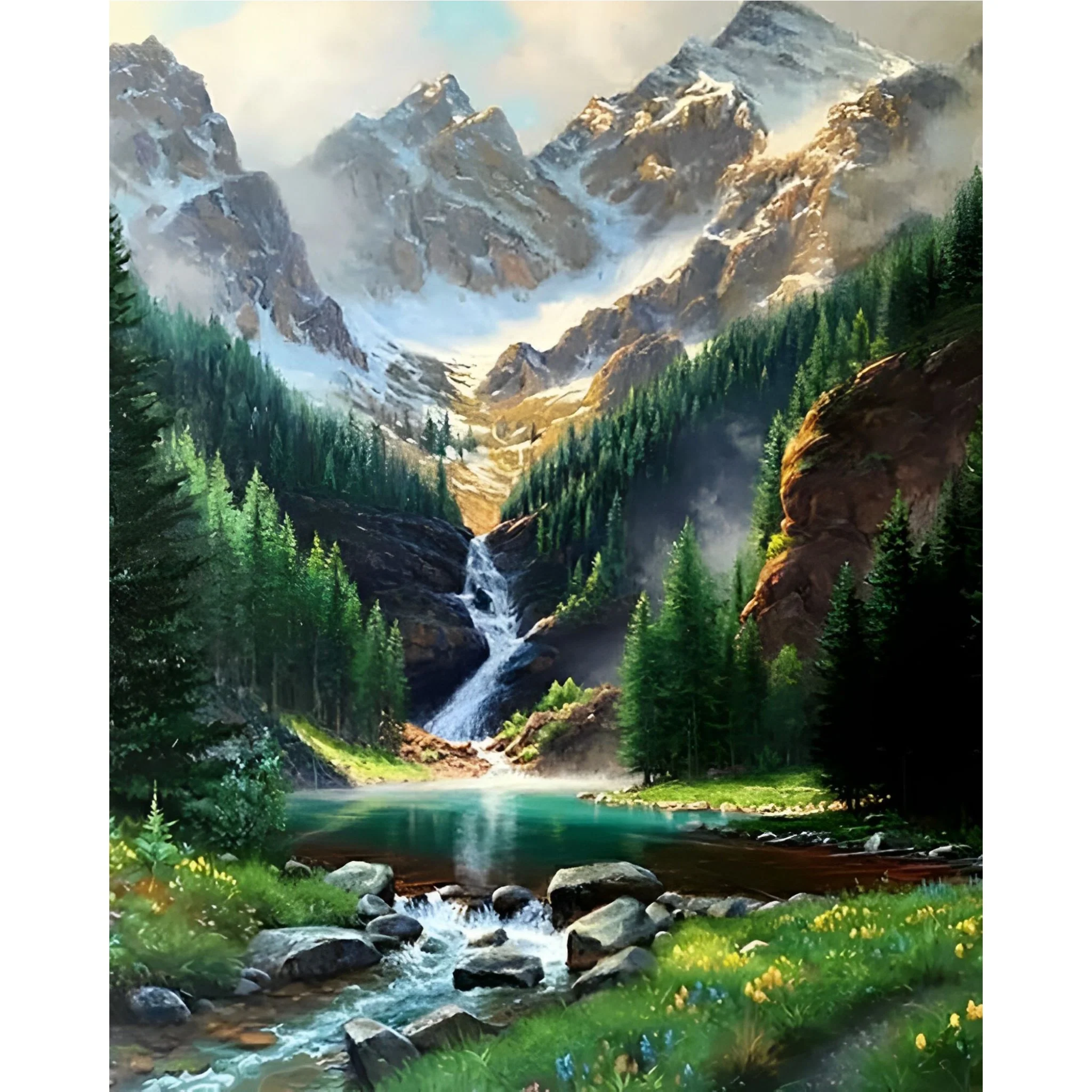 Rocky Mountain Waterfall | Diamond Painting - Image 2