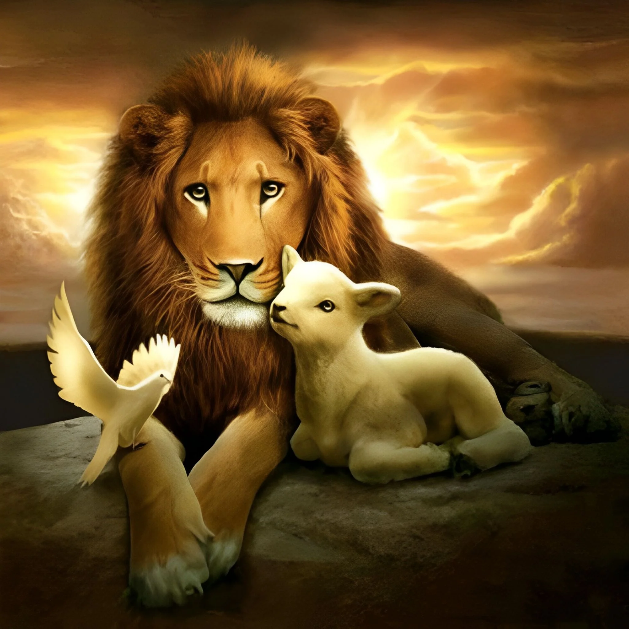 Bird Lamb Lion | Diamond Painting - Image 2