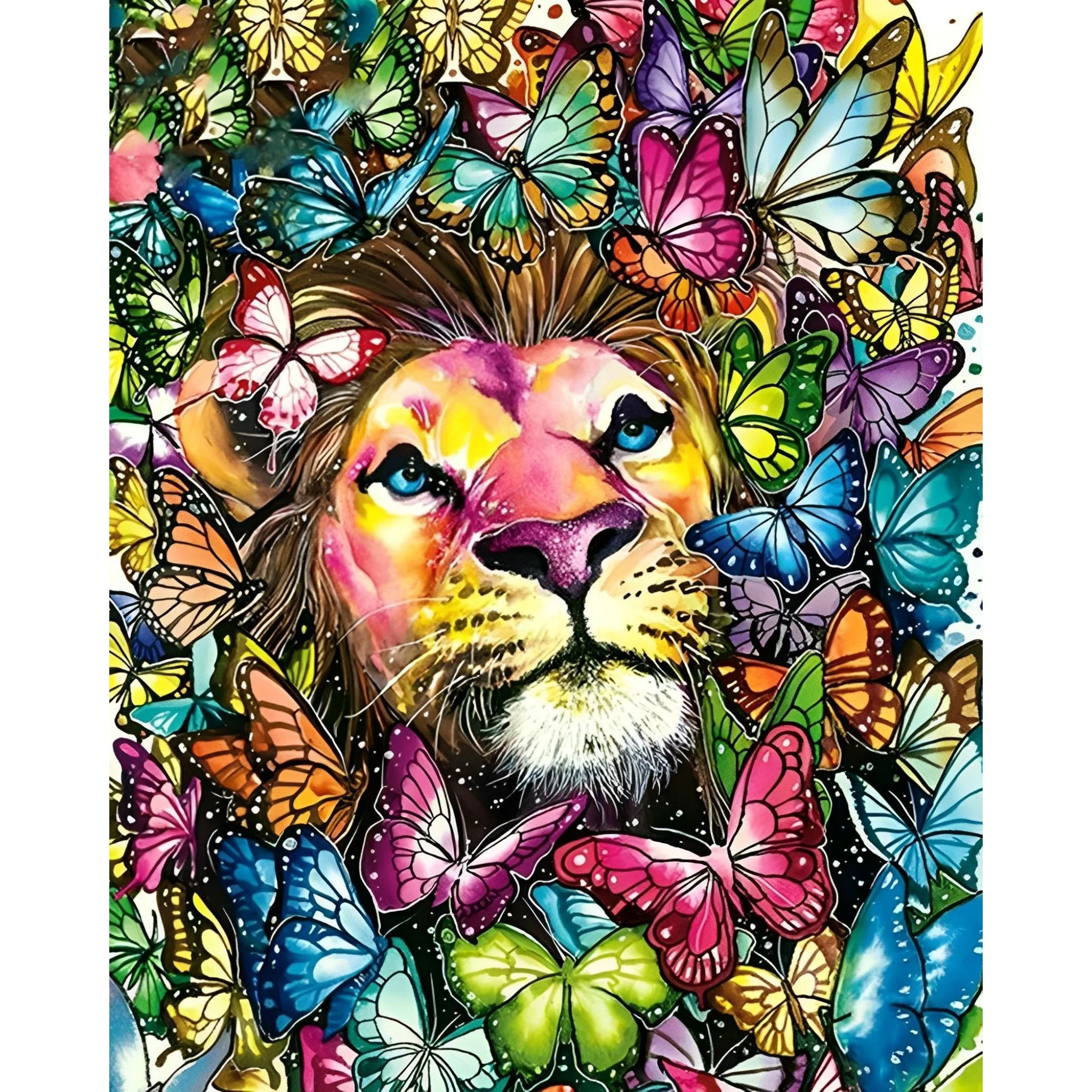 Lion with Butterflies | Diamond Painting - Image 2
