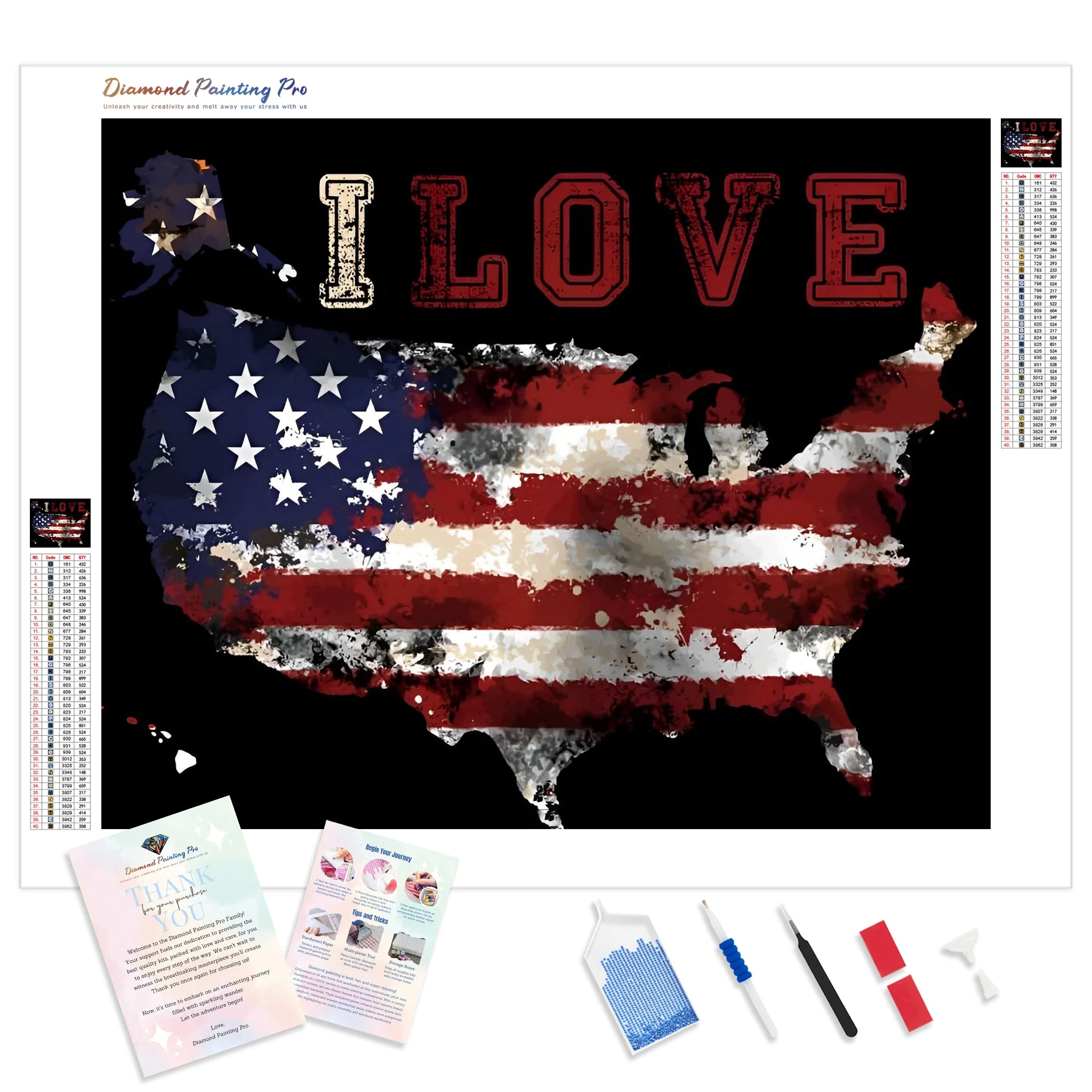 US Map Love | Diamond Painting