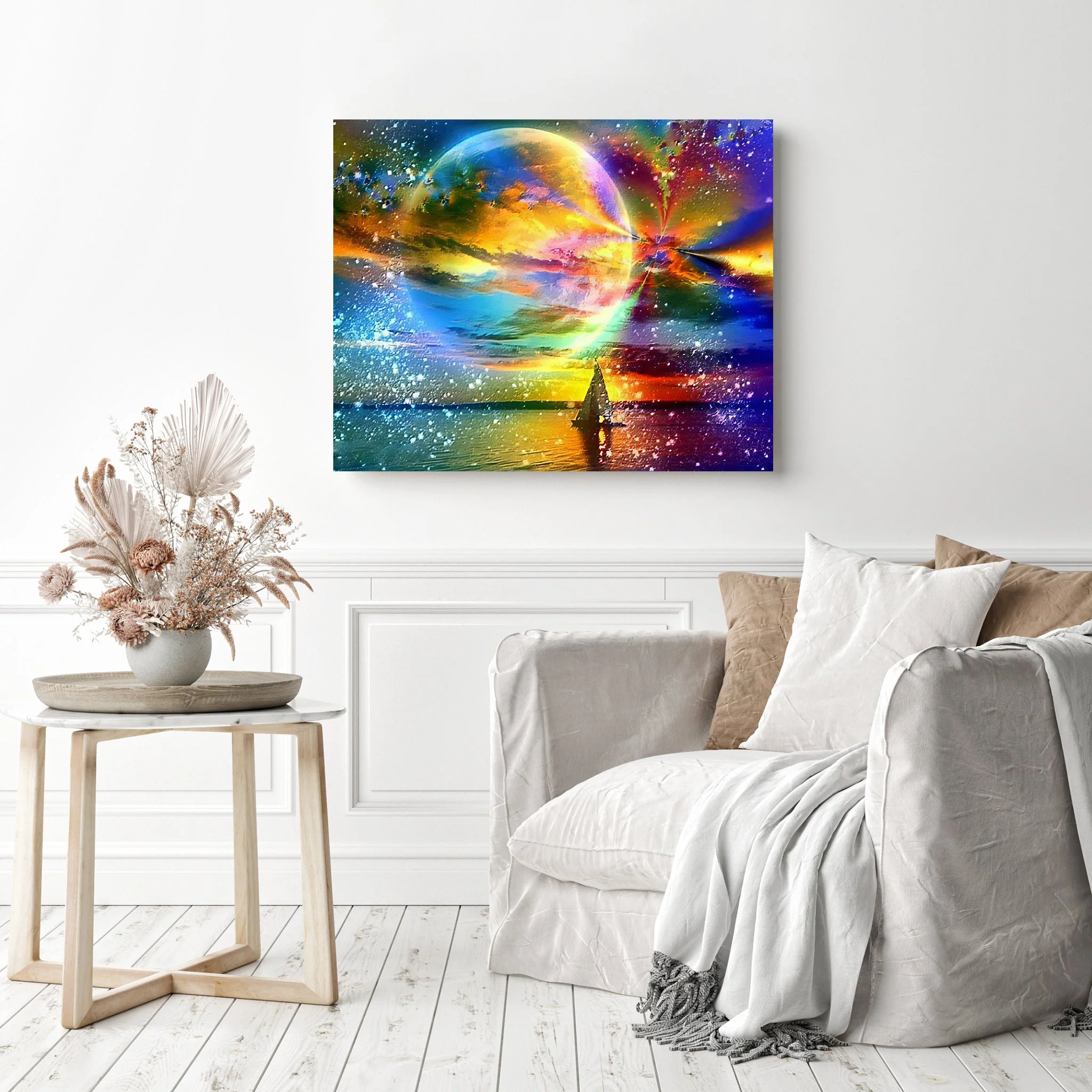 Color Moon Sea Sailing Ship | Diamond Painting - Image 3