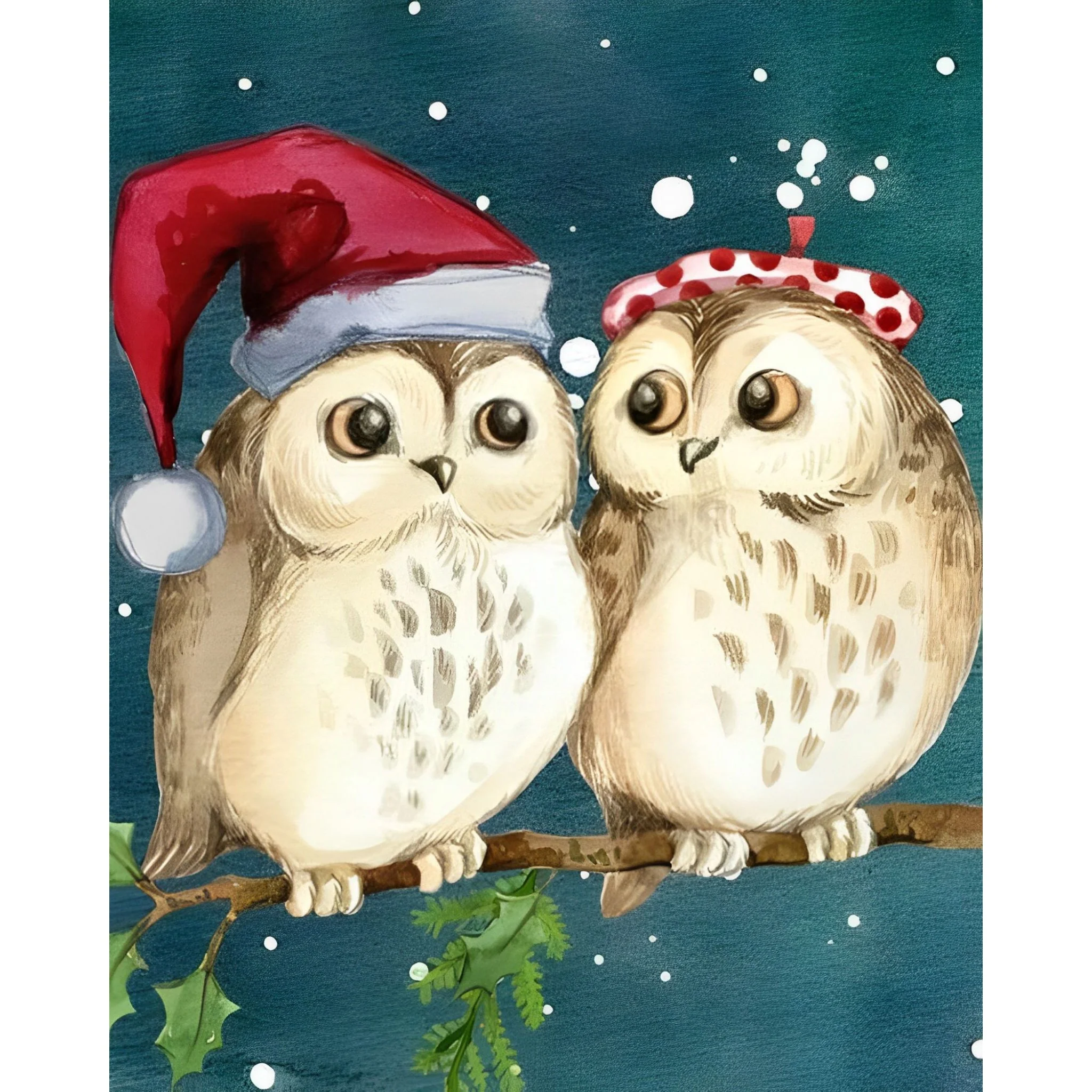 Christmas Owl Friends | Diamond Painting - Image 2